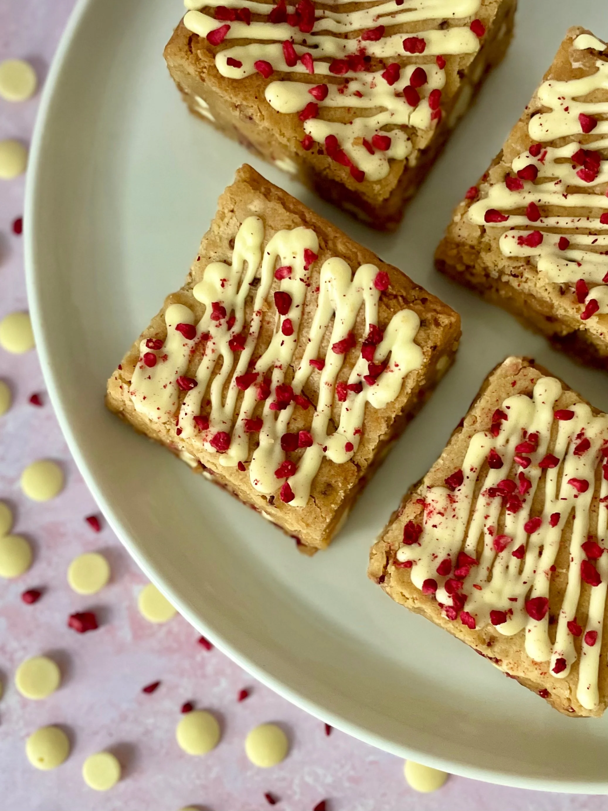 White chocolate & raspberry blondie