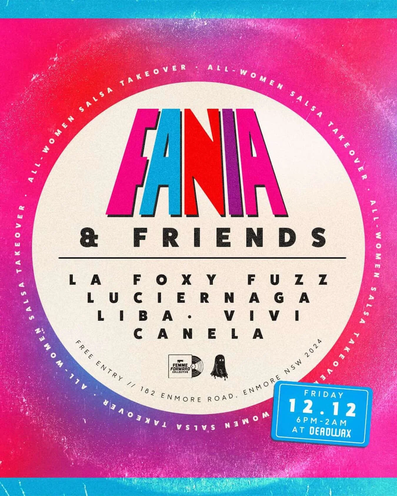 ✨ This Friday we gather for the last Fania and Friends of the year, a night where the room glows with salsa, vinyl and women who play from the heart. @libaxx @red_head_that_loves_records @canelaguillot @luzmanrique and @_foxy_fuzz will guide the nigh