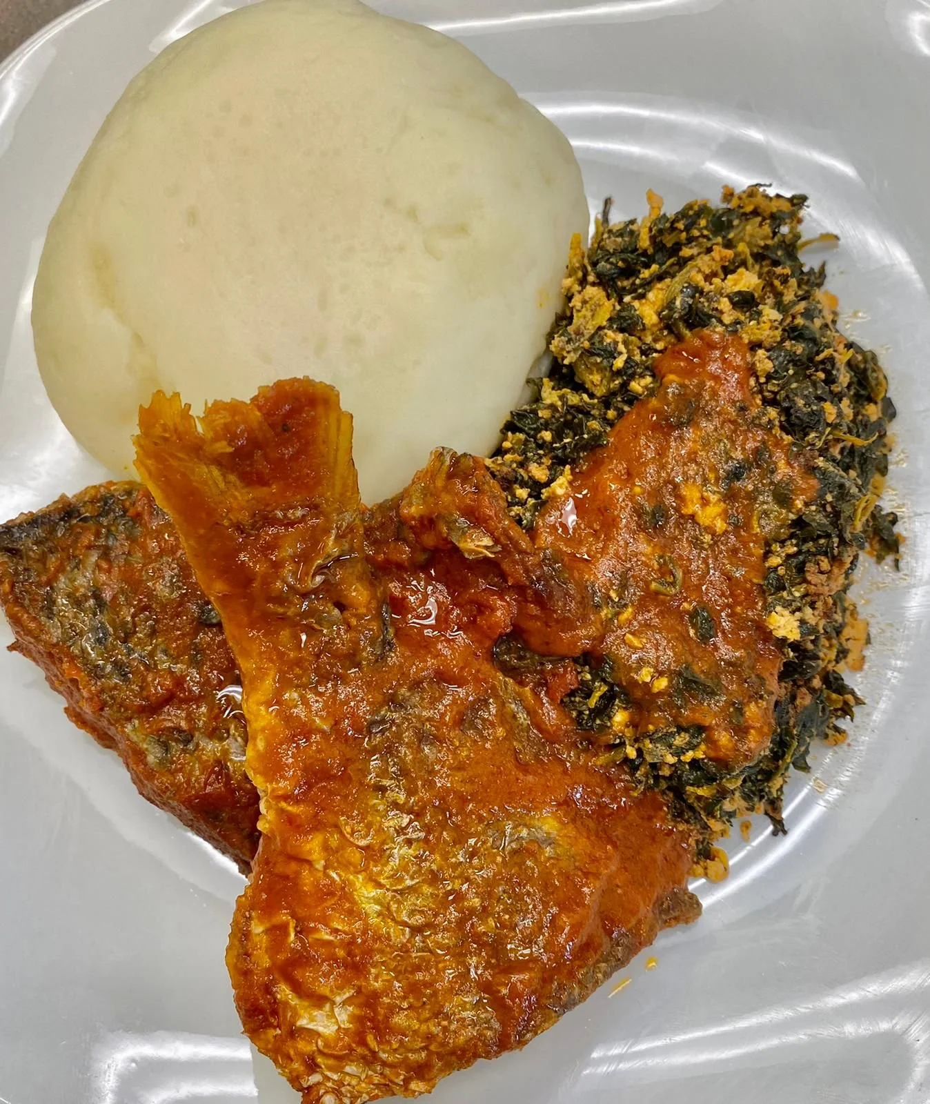 Pounded Yam and Egusi w/ Fish