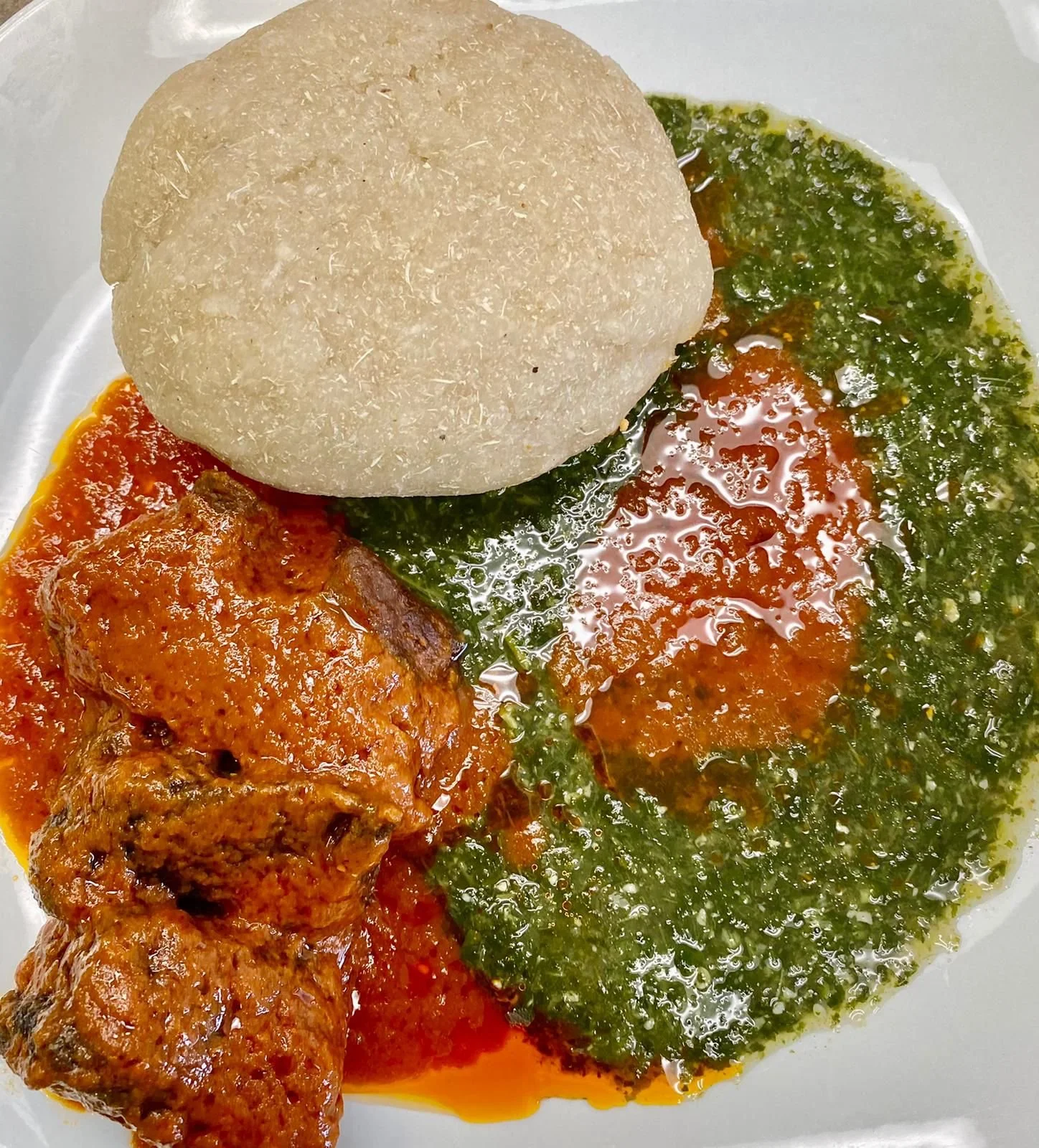 Eba and Okra and Red Stew w/ Beef