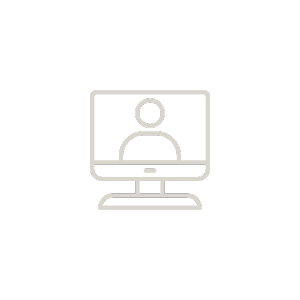 En computer- eller videostreams ikon med en person foran en skærm