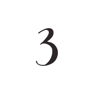 Et sort billede med en stor, grå tal '3' i midten.