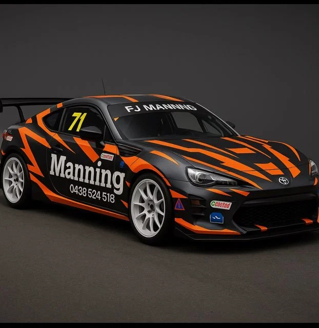 FJ Manning Toyota 86 hire car with decal