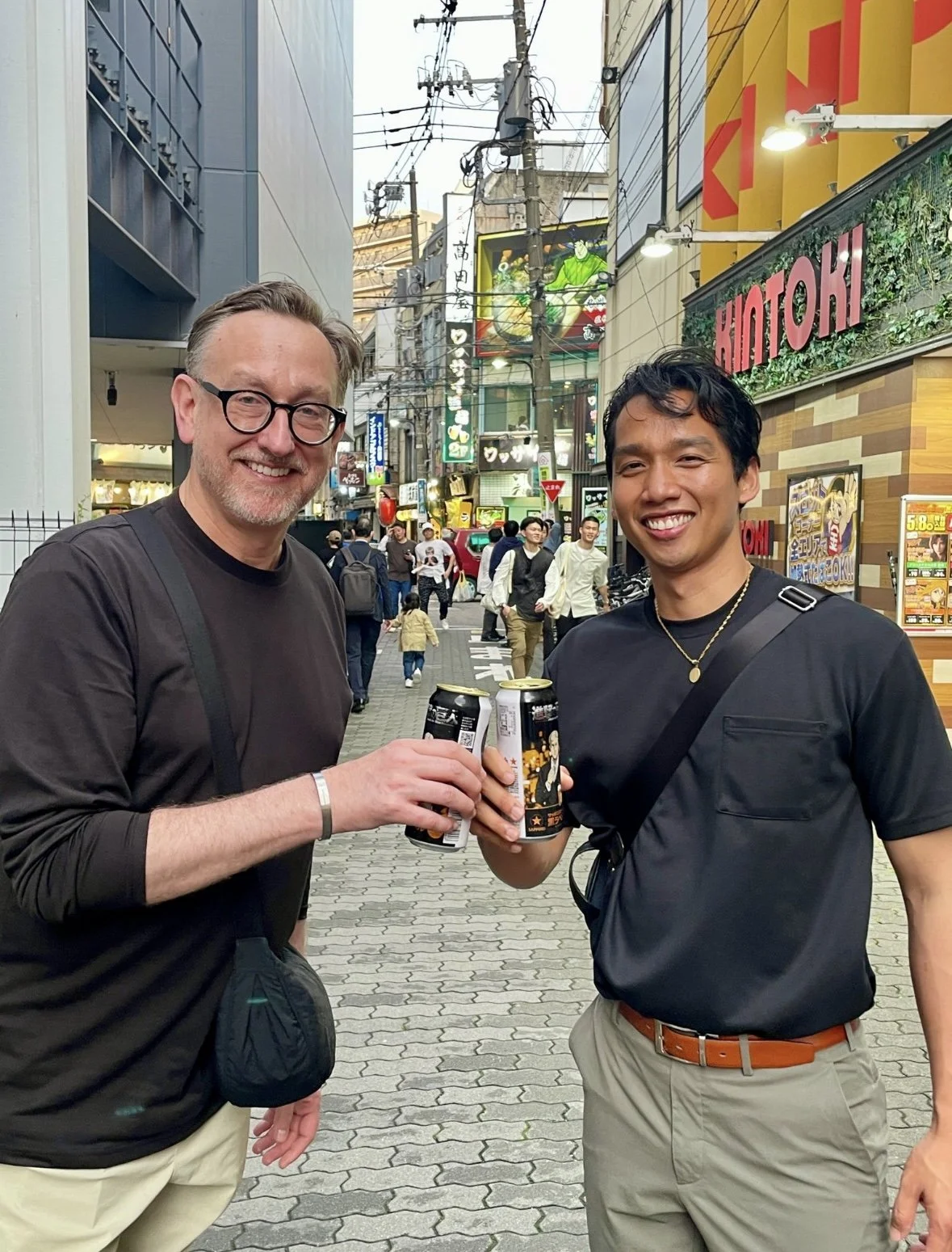 Kamata station drinking Sapporo beer with Bruce from USA