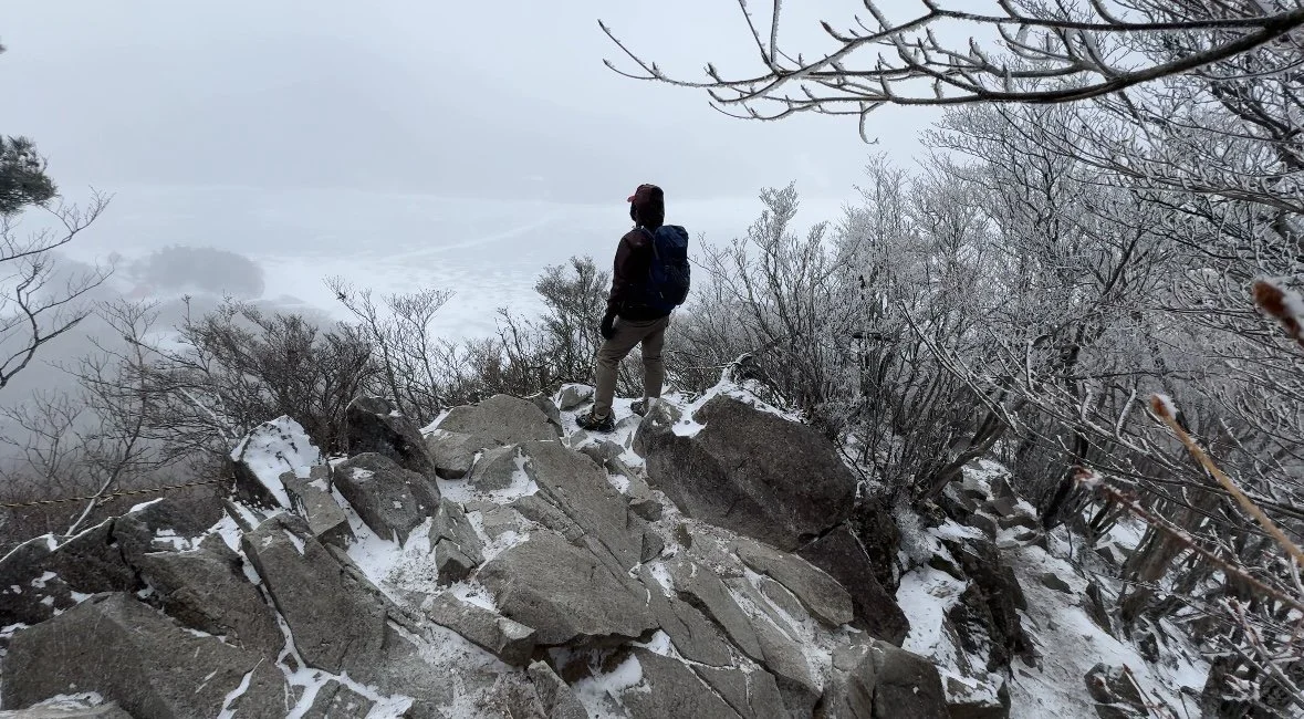 Viewpoint of Lake Onuma and Mt. Akagi Shrine on winter.