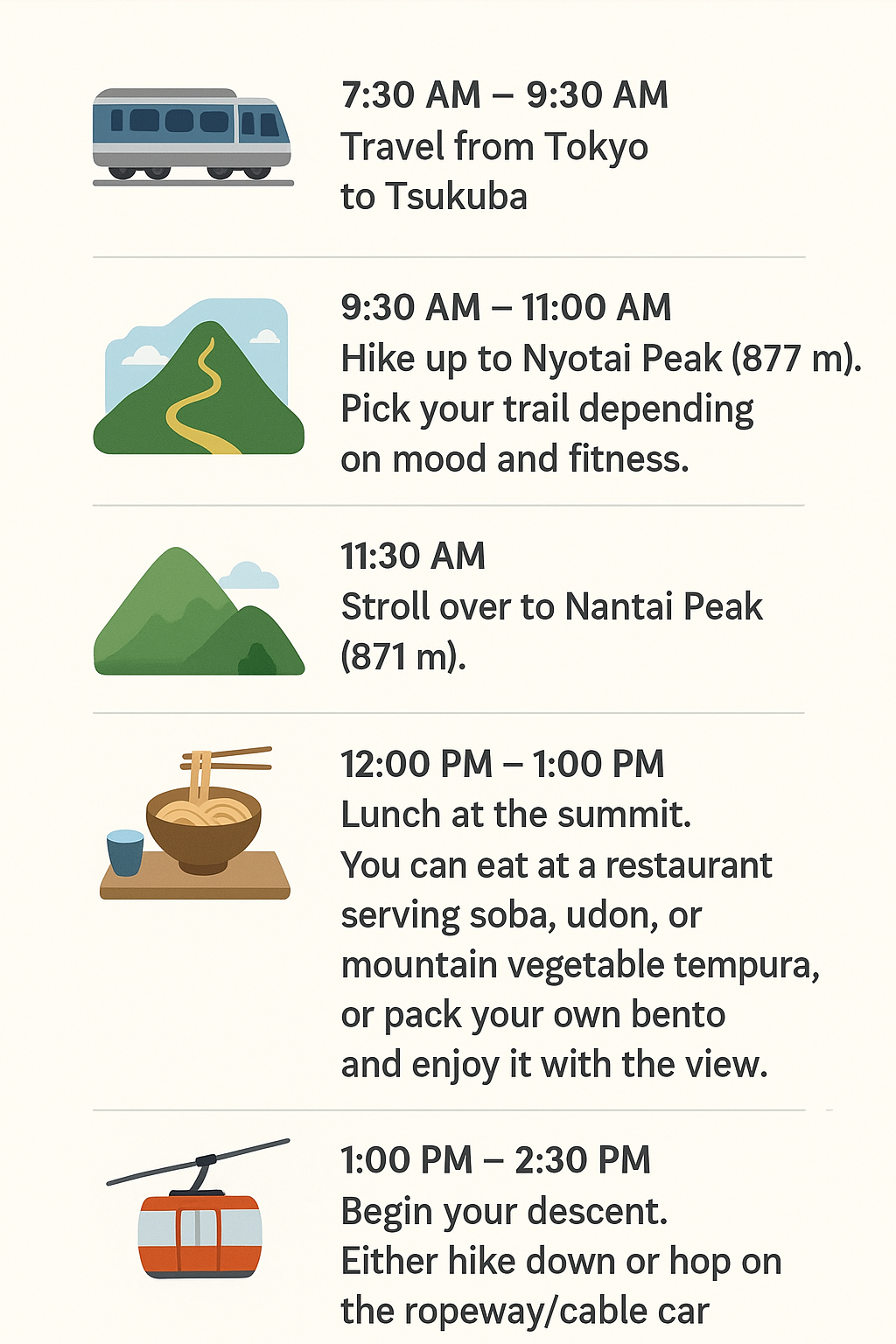 Sample illustration of Mt. Tsukuba Day Hike
