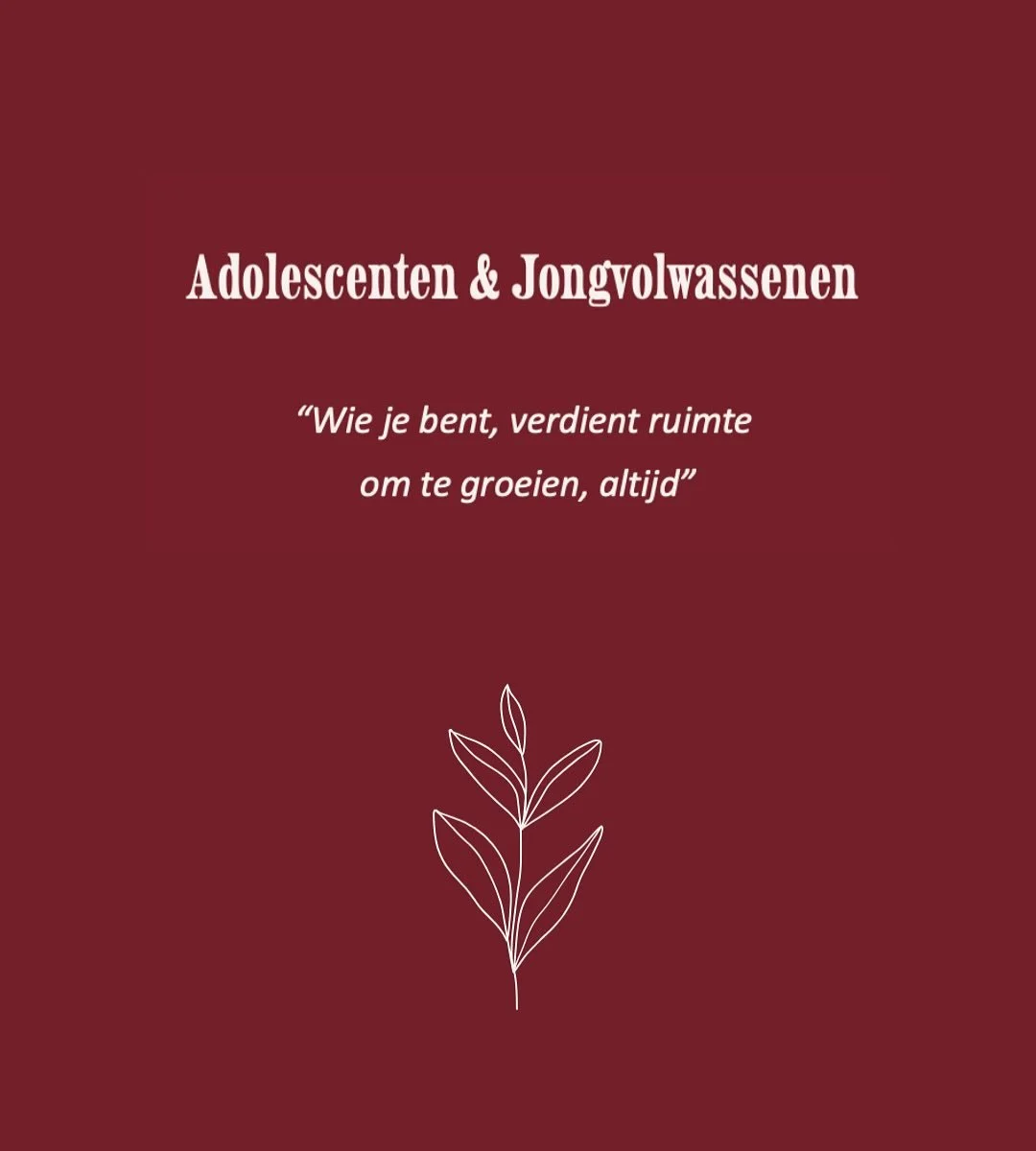 Adolescentie en jongvolwassenheid zijn periodes vol veranderingen, twijfels en ontdekkingen. 🌿

Soms voelt het alsof je nog niet weet wie je wilt zijn, of worstel je met onzekerheid, faalangst of sombere gedachten.
Het is helemaal ok&eacute; om nog 