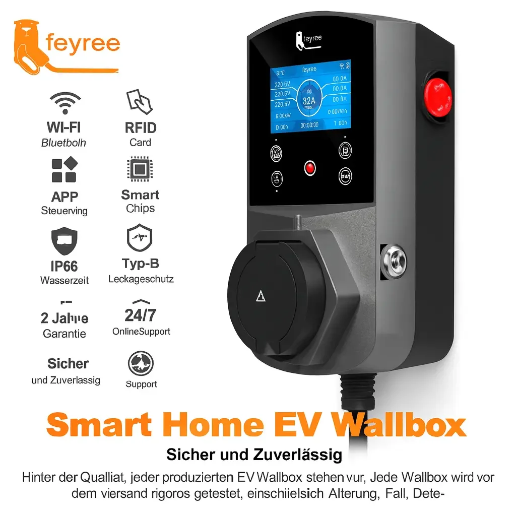 Wallbox 22 kW Typ 2 – 3-Phasen, App & RFID