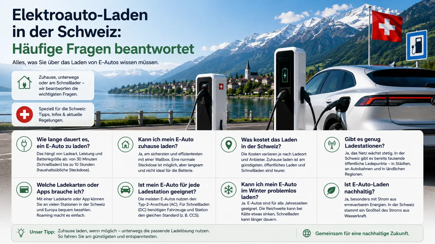 Elektroauto-Laden in der Schweiz: Häufige Fragen beantwortet