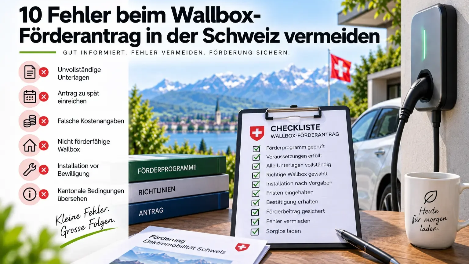 10 Fehler beim Wallbox-Förderantrag in der Schweiz vermeiden