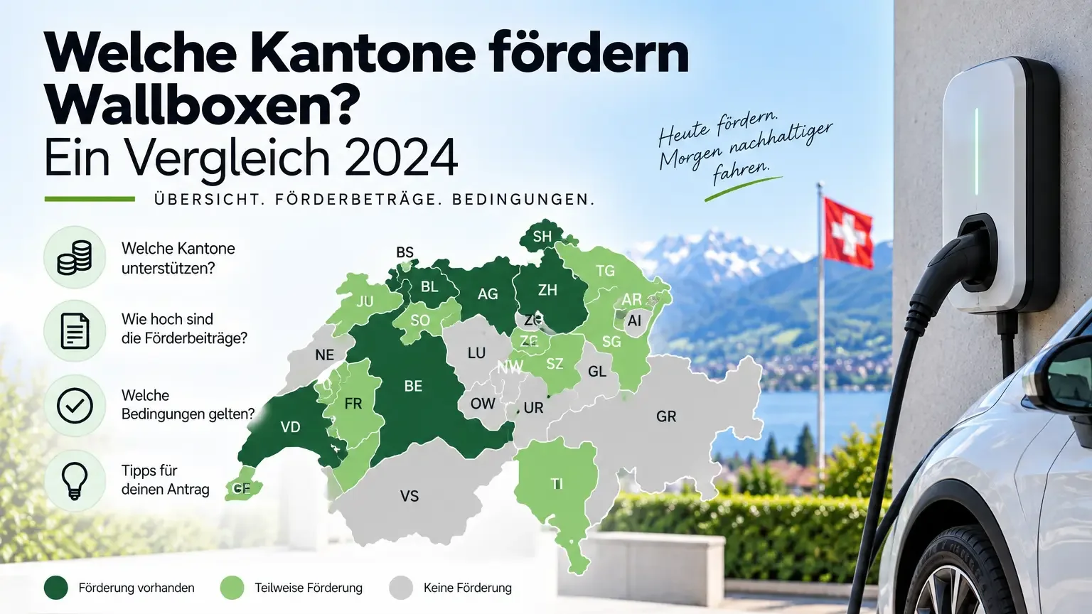 Welche Kantone fördern Wallboxen? Ein Vergleich 2024