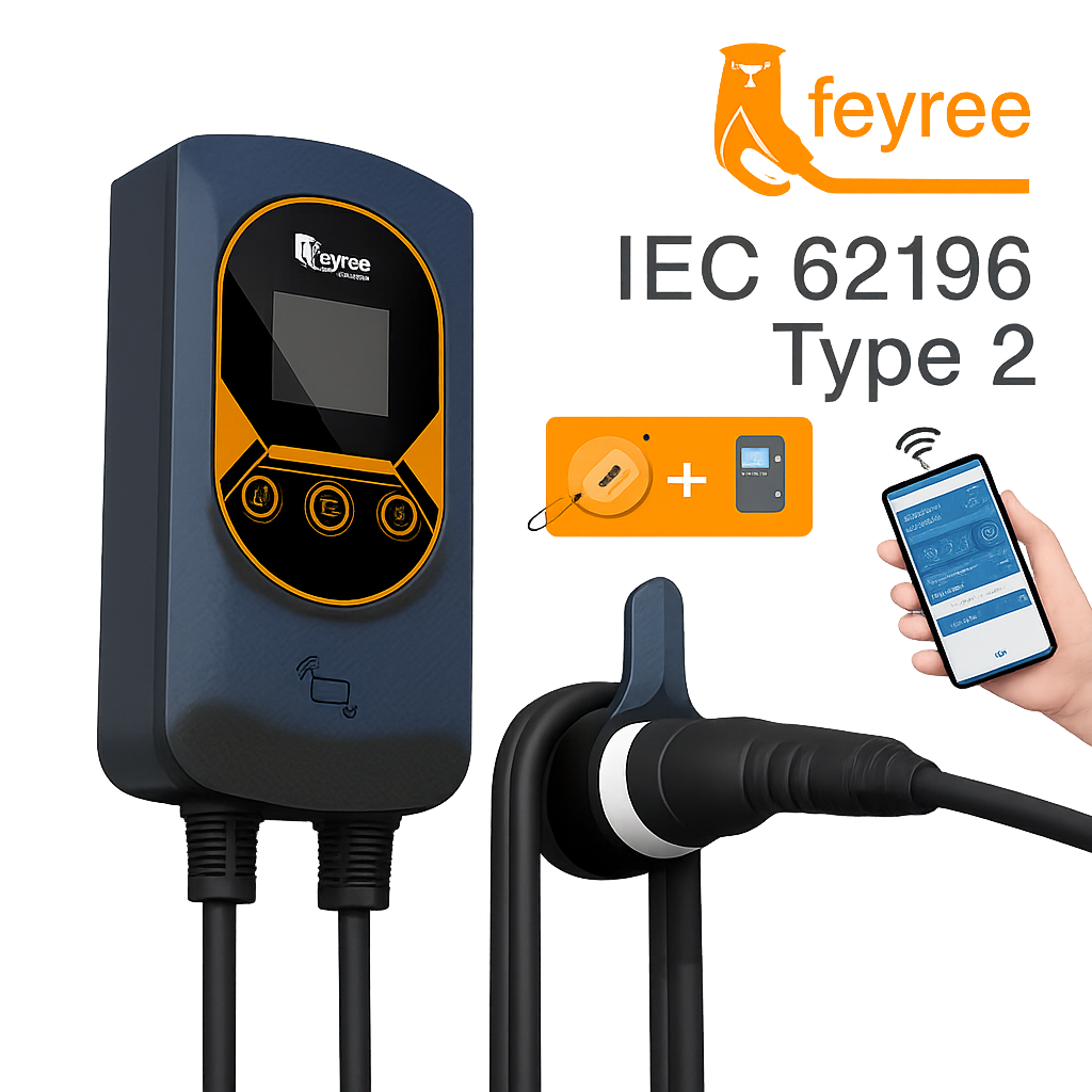 Feyree EV Charger Typ 2, 16 A, 11kW mit Dynamic Load Balancing