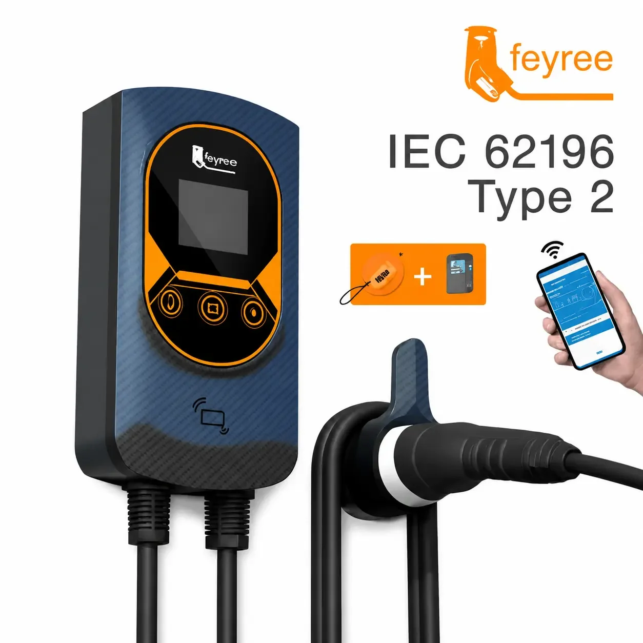 Feyree Wallbox 11kW Typ 2 – 3-Phasen mit App & RFID