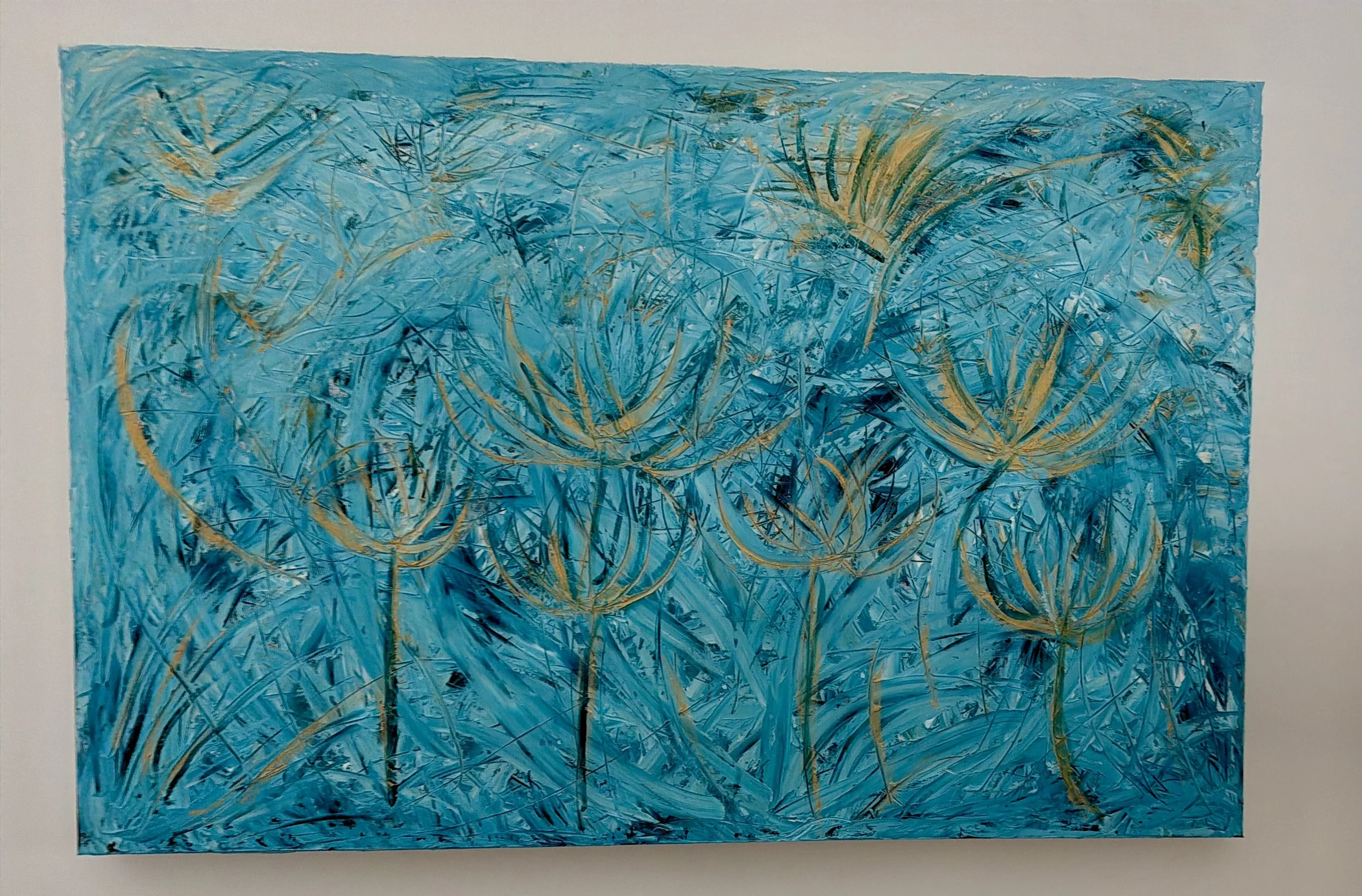 Sunlit Coastal Path - original oil painting on canvas - 1200mm x 800mm