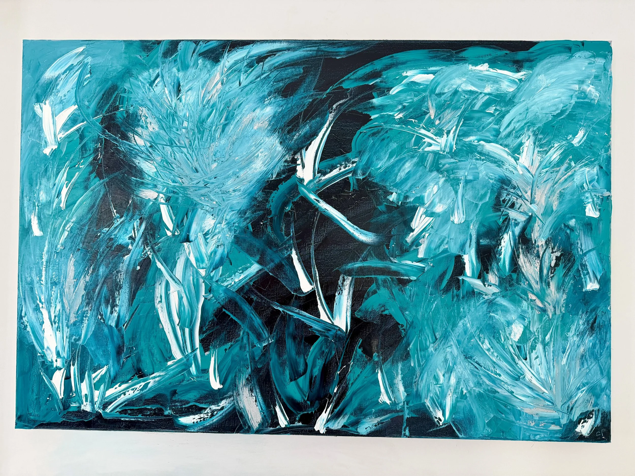 Vibrant Ocean Blue - original oil painting on canvas - 1200mm x 800mm