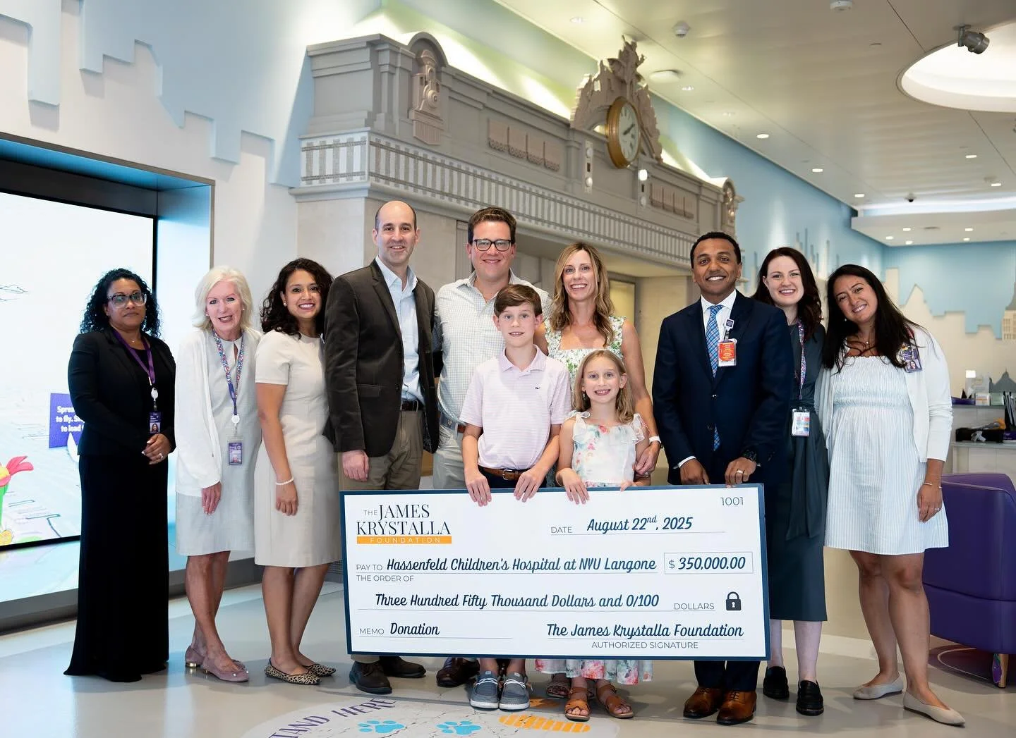 ✨ Last Friday was an incredibly special day. ✨

The James Krystalla Foundation had the honor of presenting @hassenfeldchildrenshospital with a check for $350,000&mdash;all thanks to the generous donations made through our inaugural golf outing.

Our 
