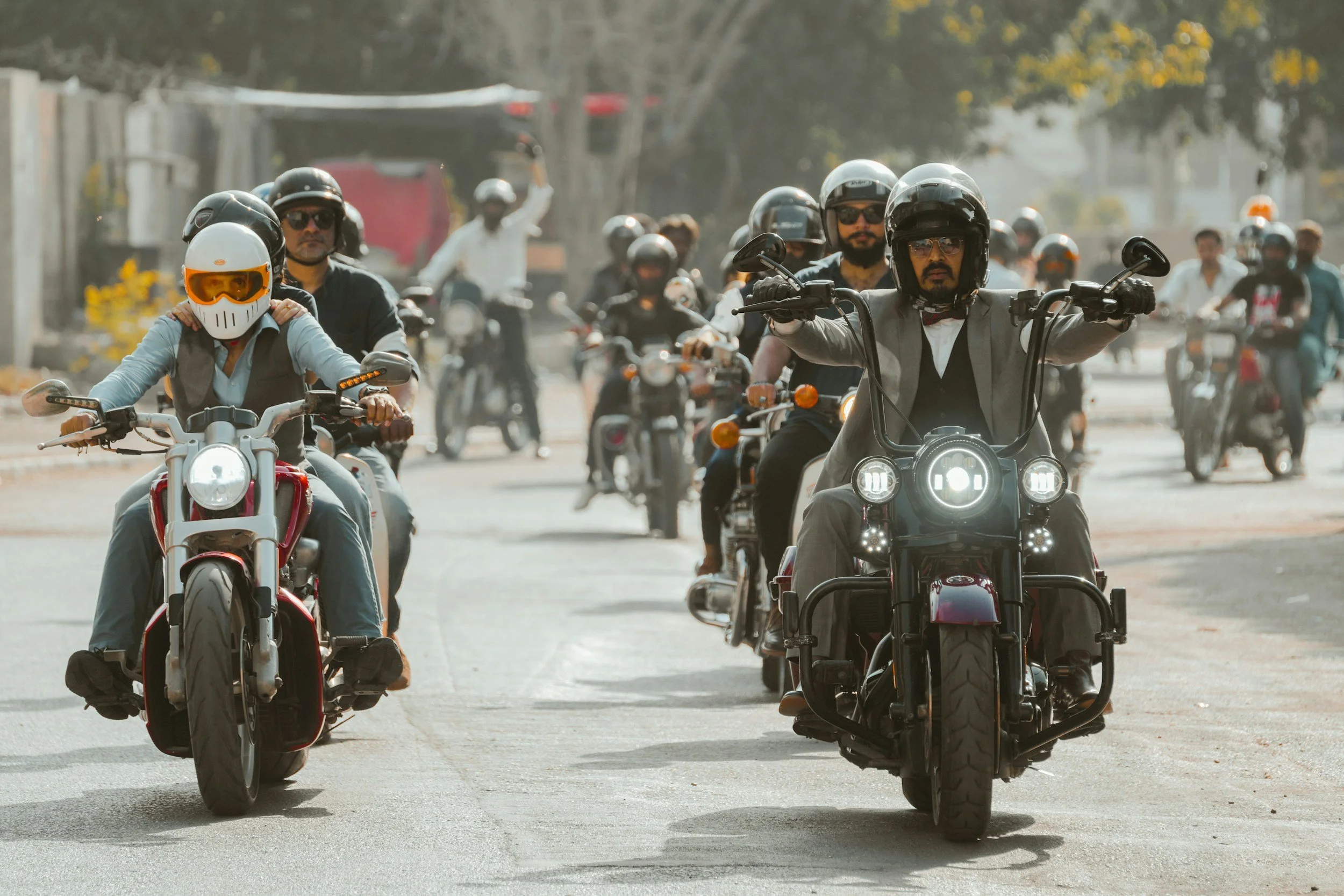 Bikers riding in formation, symbolising the fourth discipline of The Leadership RIDE Framework
