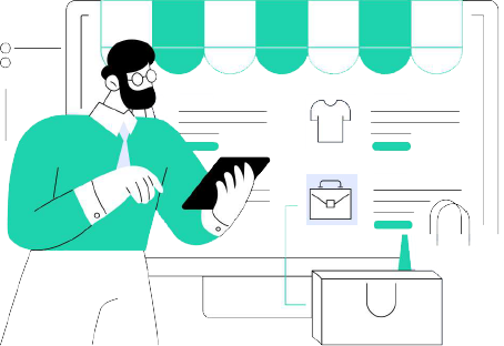 A man shopping at a retail store displays a casual attitude, holding a smartphone and examining an item on the shelf.