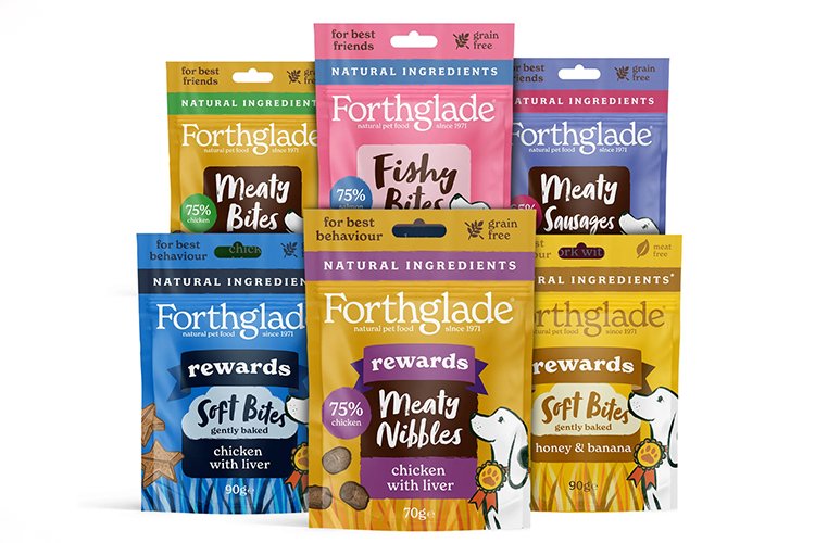 Forthglade natural dog training treats variety pack showing multiple flavour pouches