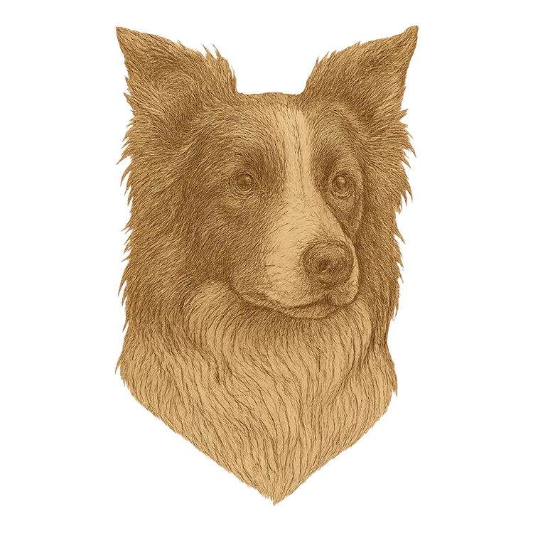 Victorian engraving style illustration of a Border Collie as the lead image for Pupmeister complete breed training and behaviour guide