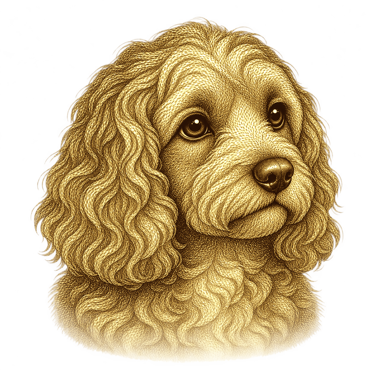 Engraved illustration of a Cavapoo