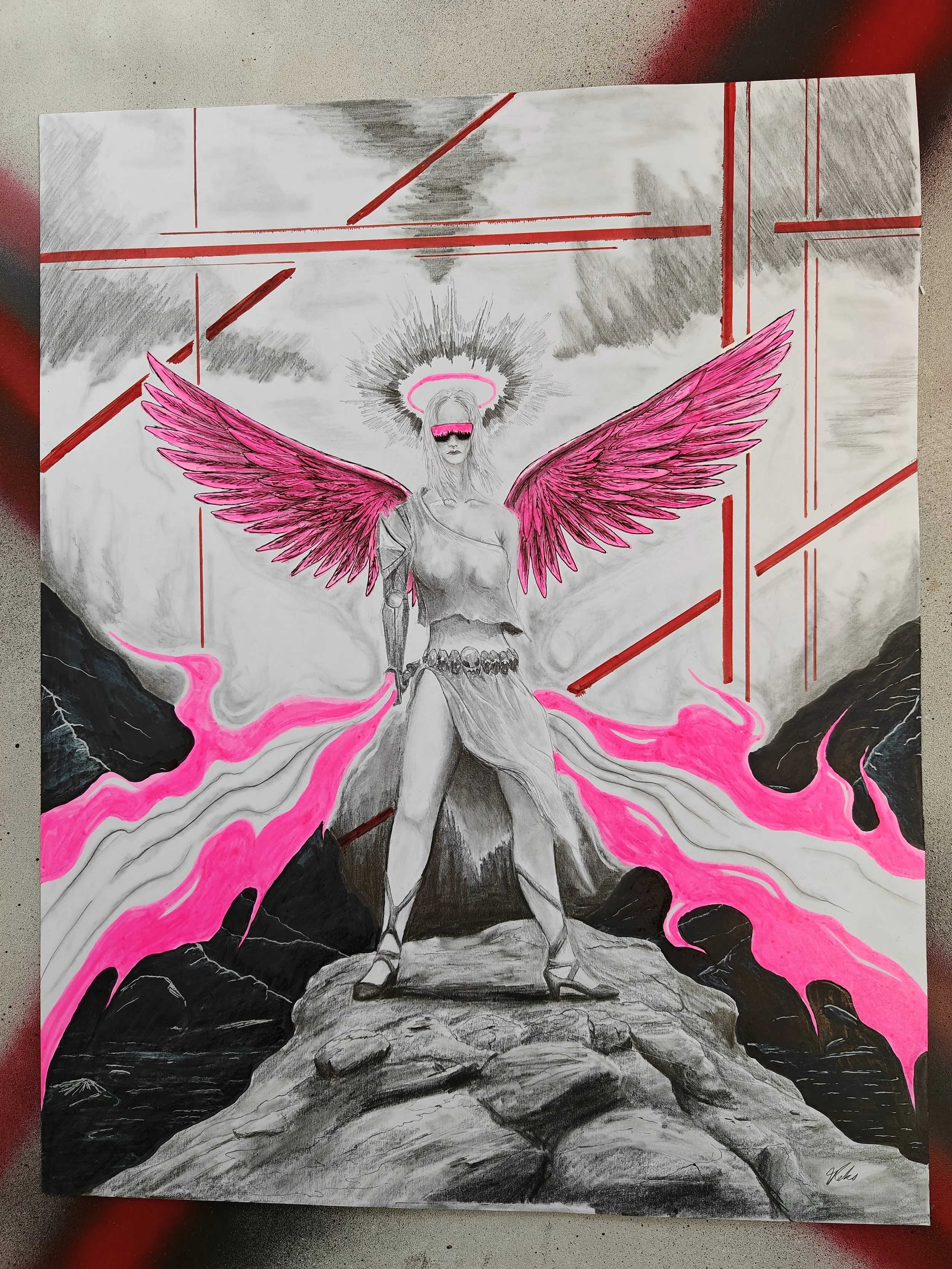 Neon angel 40x50