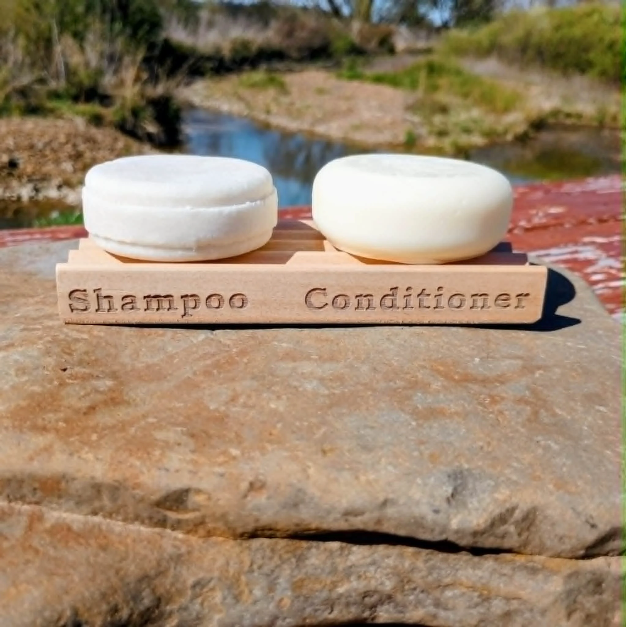 Shampoo & Conditioner Wooden Soap Dish
