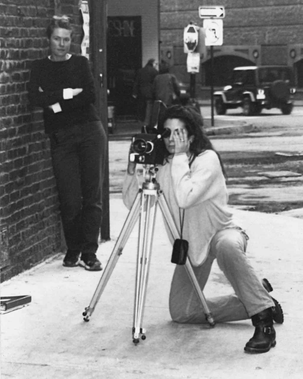 Upstate, NY photographer and filmmaker, Rosie McCobb, shooting her 1998 film, MRS. in Boston, MA, 1998
