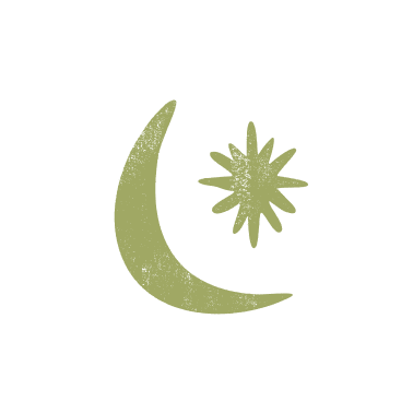 Crescent moon and star