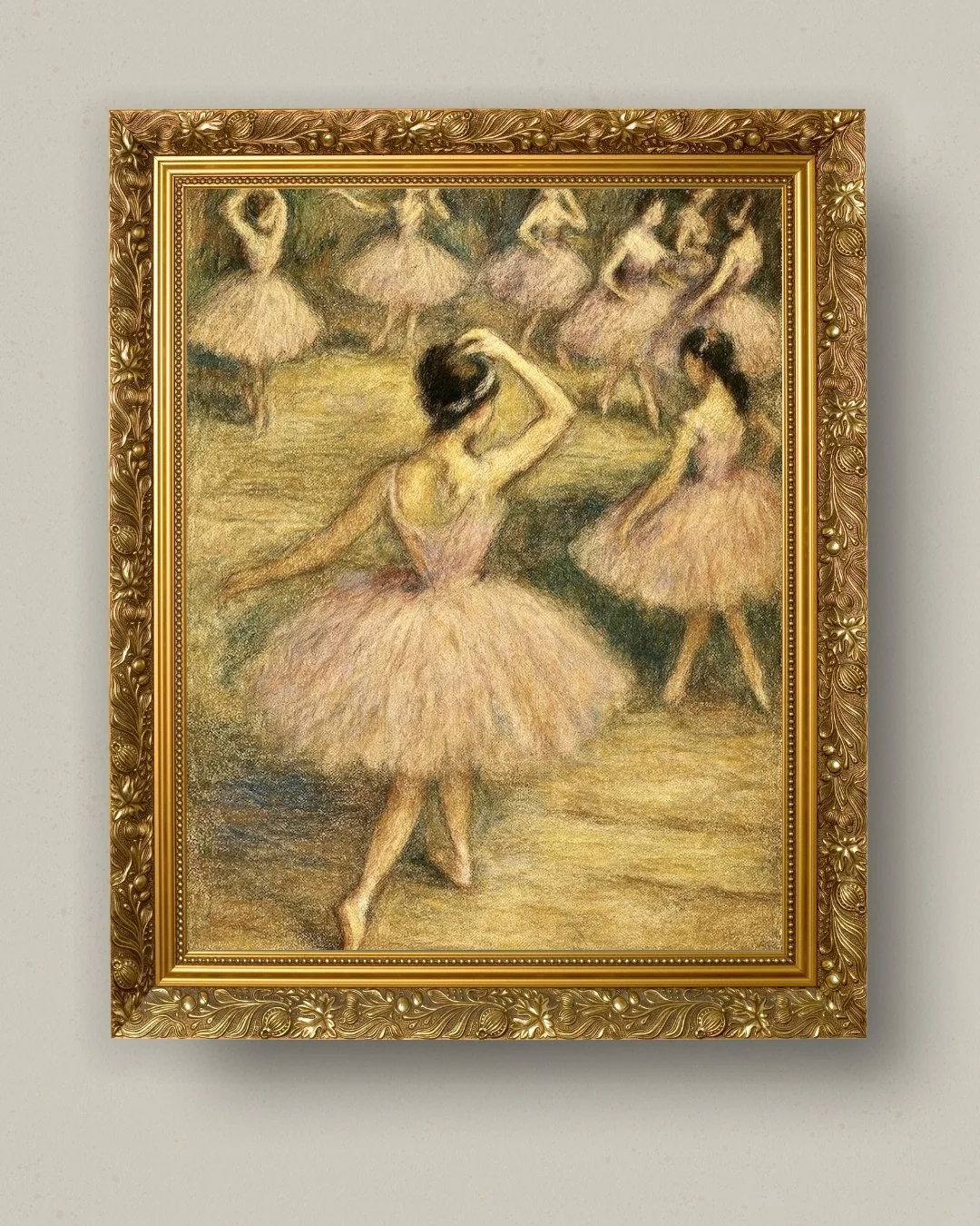Les Reves de Ballet ballerina dancers impressionism in a gold frame pink and gold art