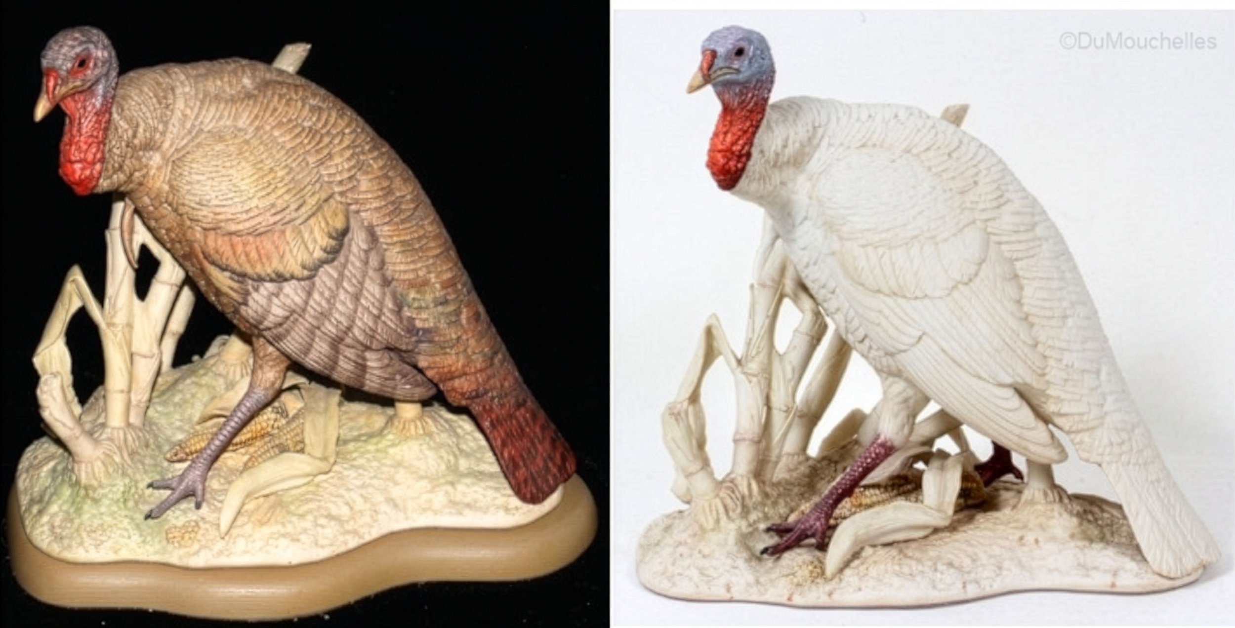 Chuck Oldham created The American Wild Turkey porcelain sculpture for Cybis in the 1970s. It was available in two finishes: in white porcelain (mostly unpainted) and in color, fully hand painted. Although it was issued in a very limited edition, we w