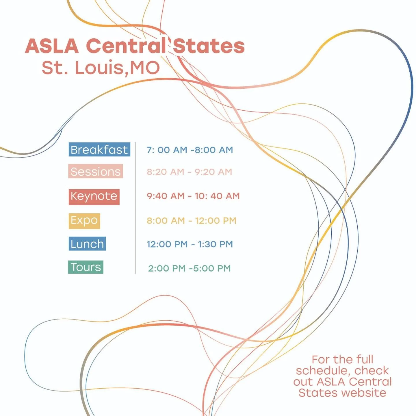 Friday&rsquo;s schedule at glance! We had so much fun yesterday. We&rsquo;re excited to see what today holds!! 

#livingnarratives #aslacentralstates2026 #asla #landscapearchitecture
