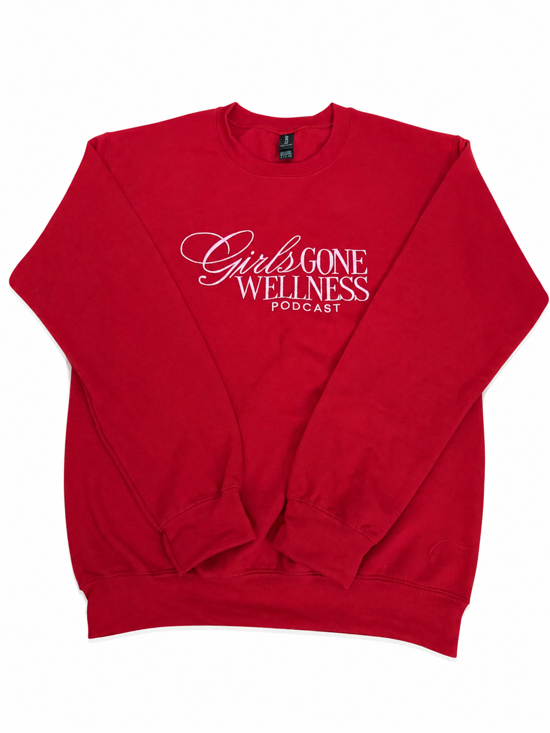 Red Crewneck with Pink embroidery and writing