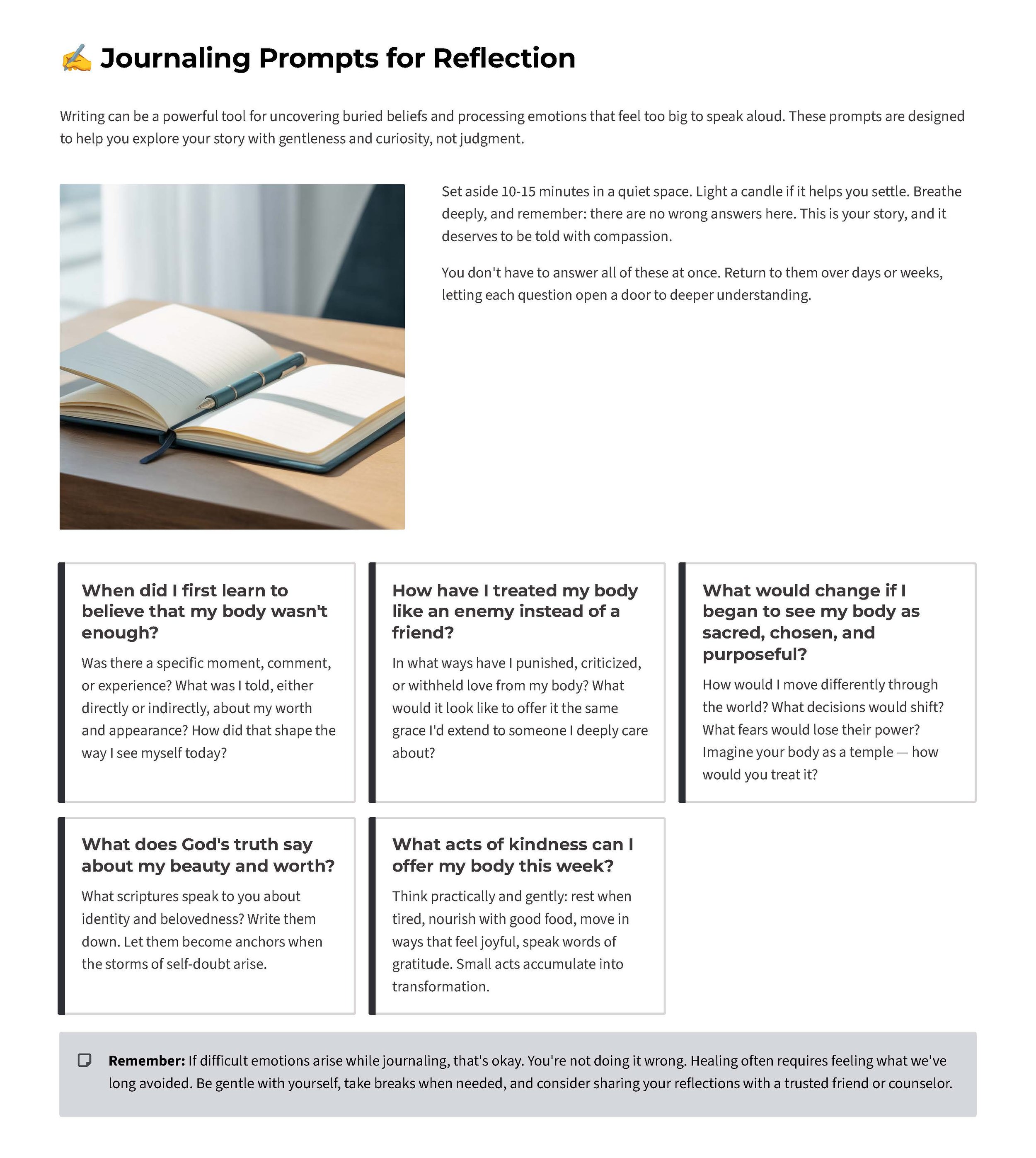 Journaling prompts for reflection