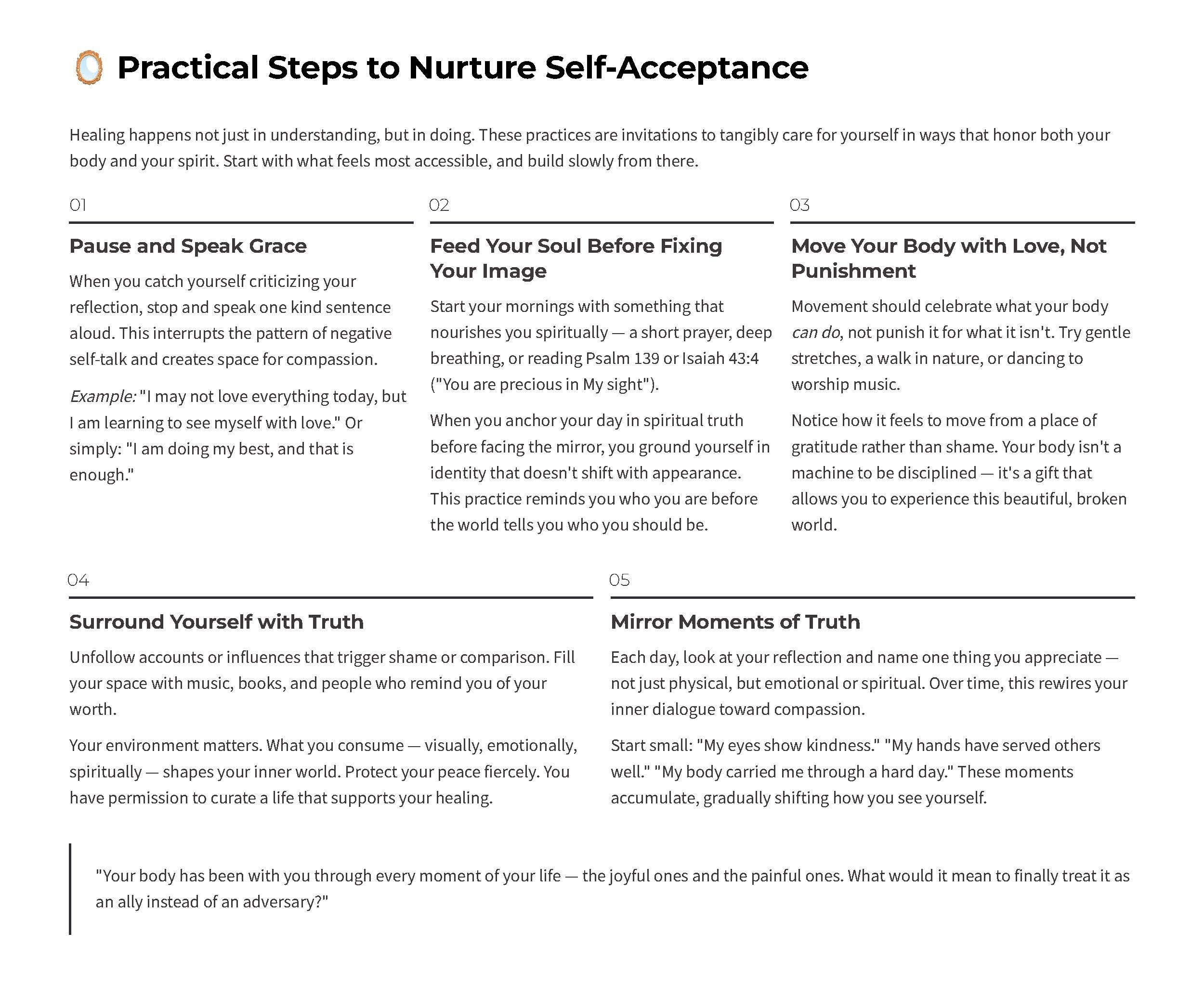 Practical steps to nurture seld-acceptance