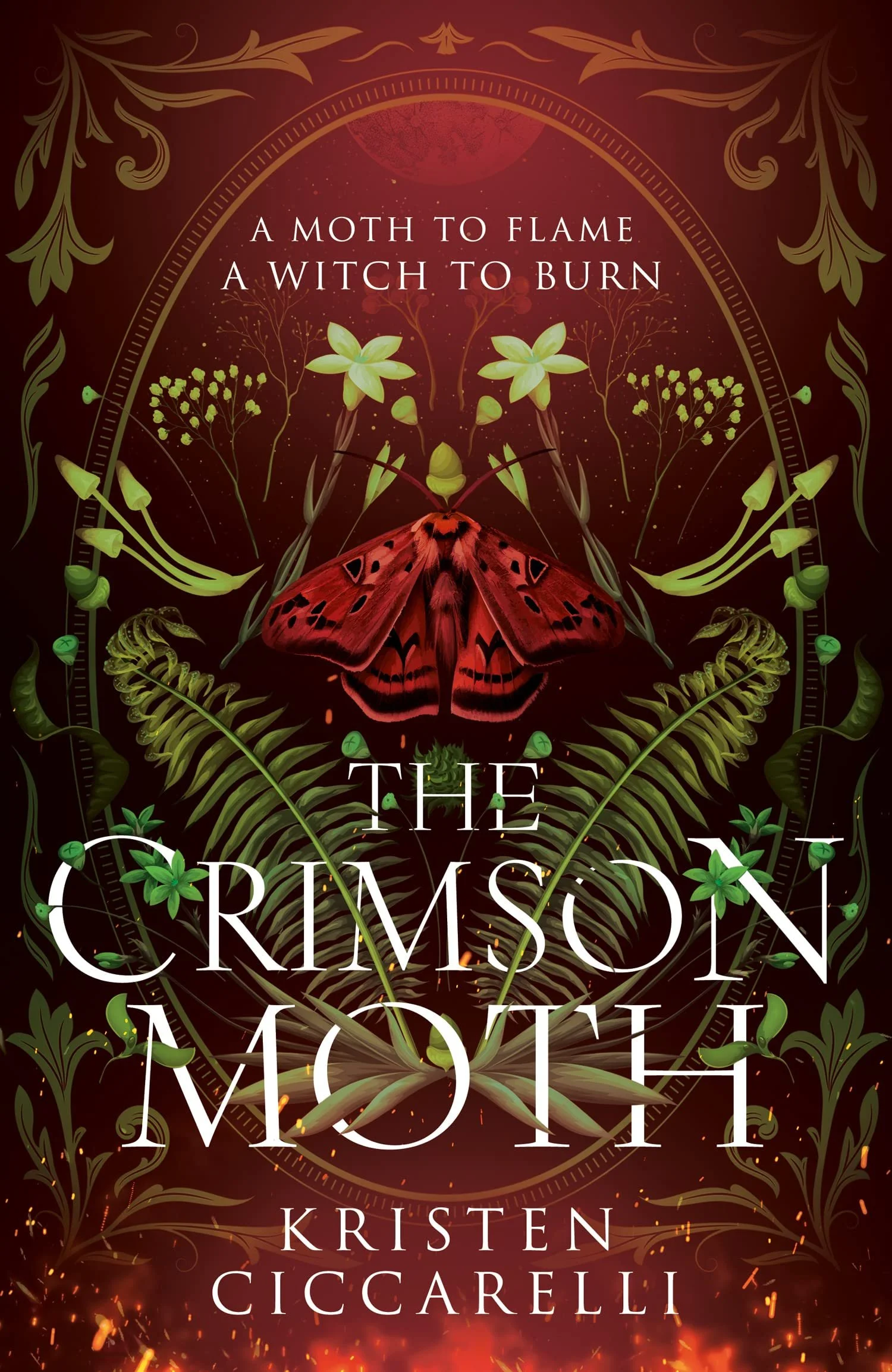 Book cover for "The Crimson Moth" by Kristen Ciccarelli, representing Jena Miller's love of beautifully written, imaginative fantasy tales.
