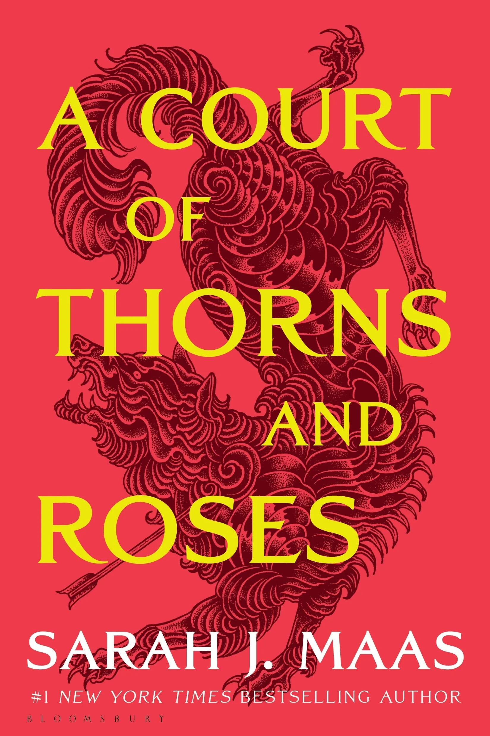 Book cover for 'A Court of Thorns and Roses' by Sarah J. Maas, one of Jena Miller's favorite fantasy romances inspiring creativity and courage.