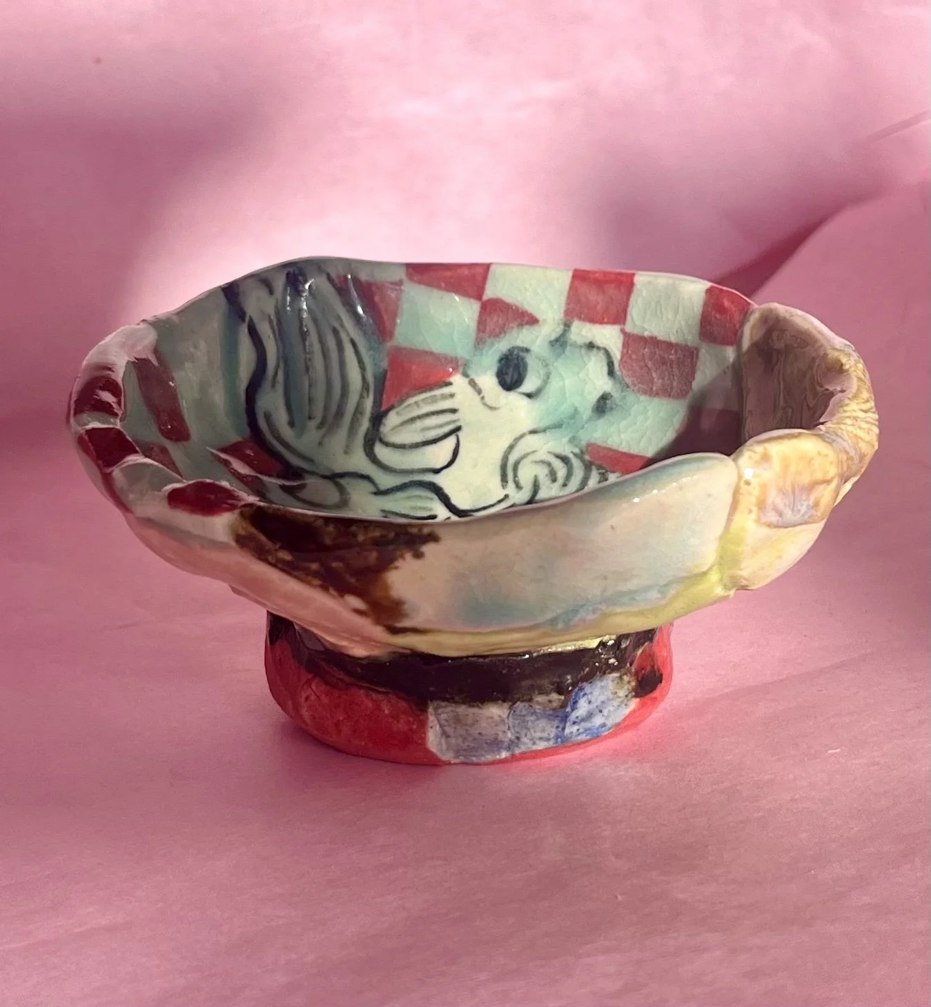Isabella Comai Ceramic Checker Fish Bowl