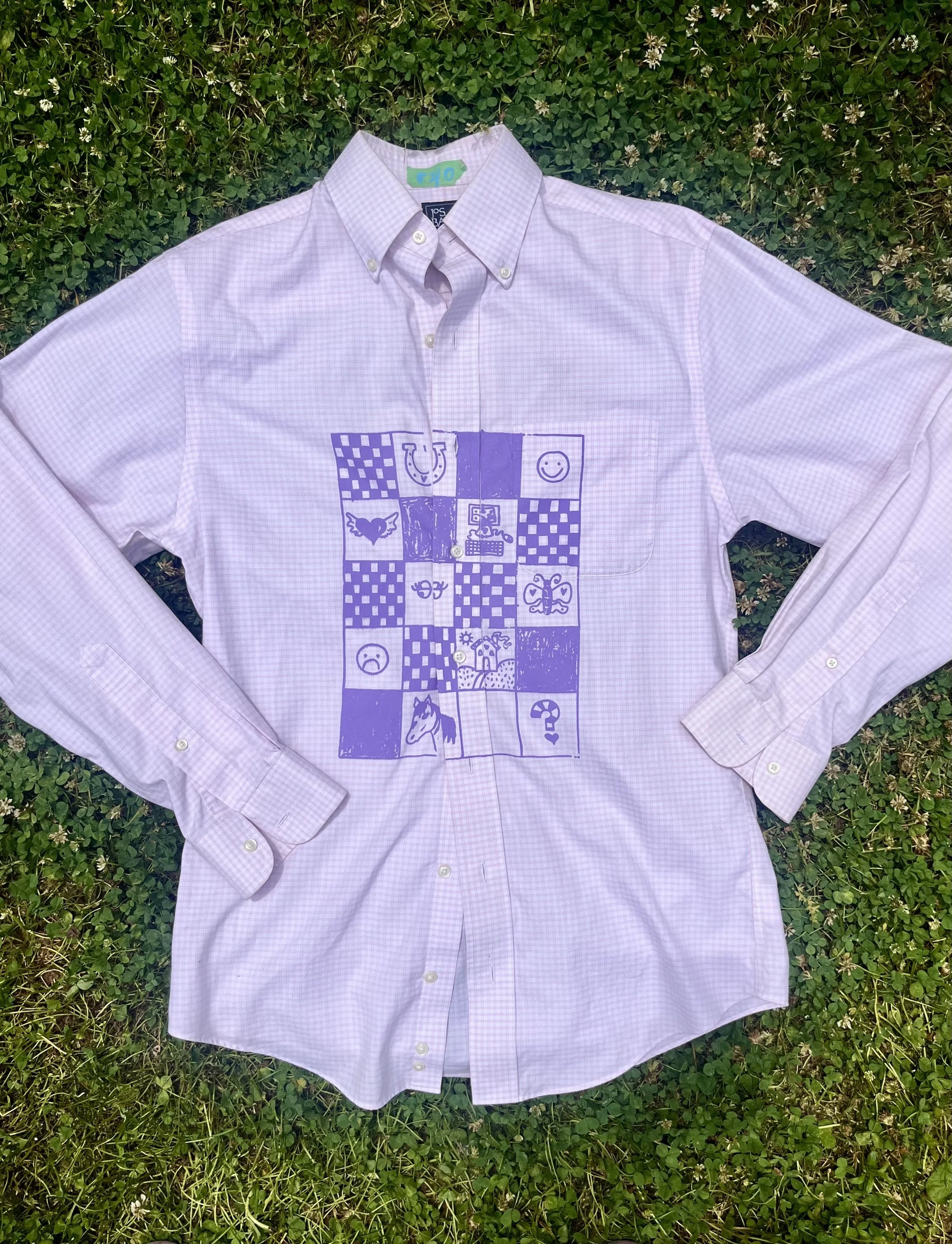 feltgirlworld Grid Screenprinted Button Down