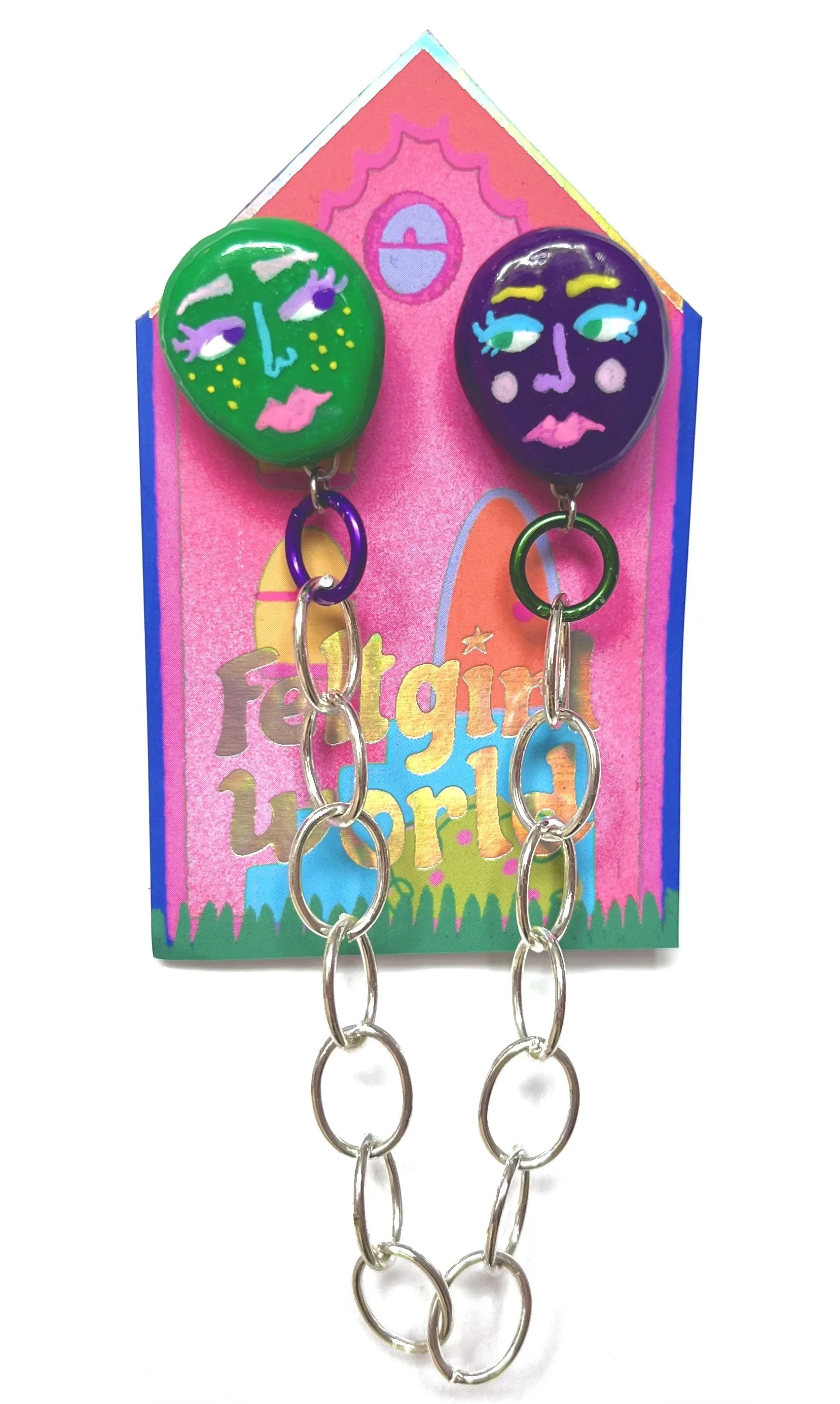 feltgirlworld faces charm collar pins