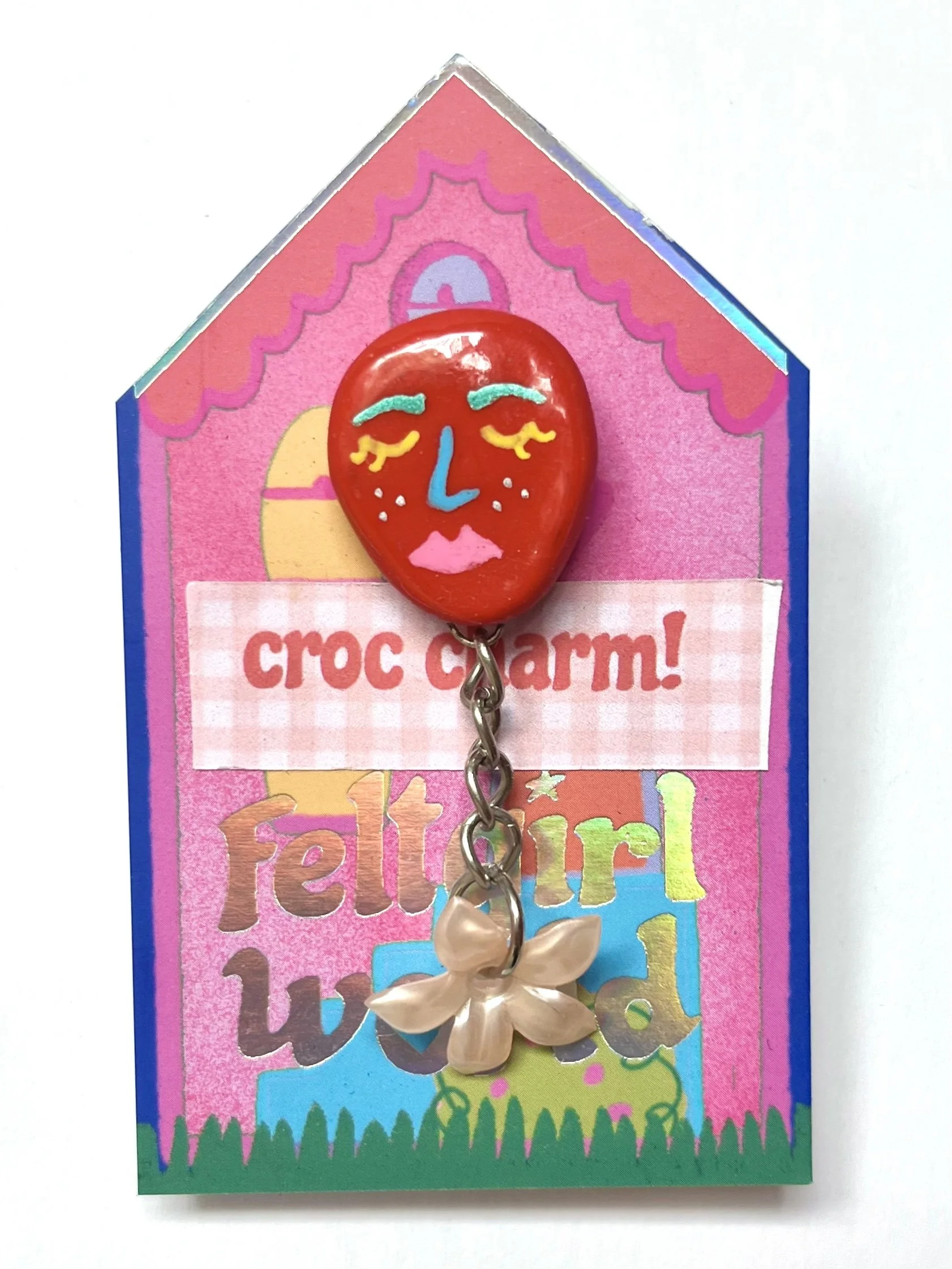 feltgirlworld Face Flower Chain Croc Charm