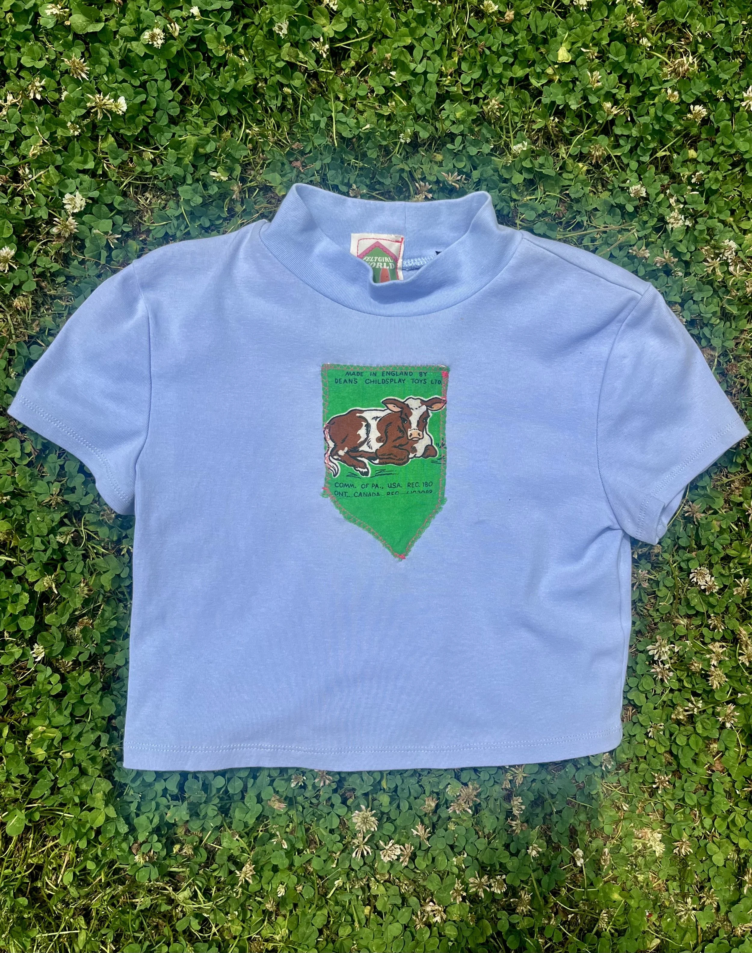 feltgirlworld Vintage Cow Quilted Baby Tee