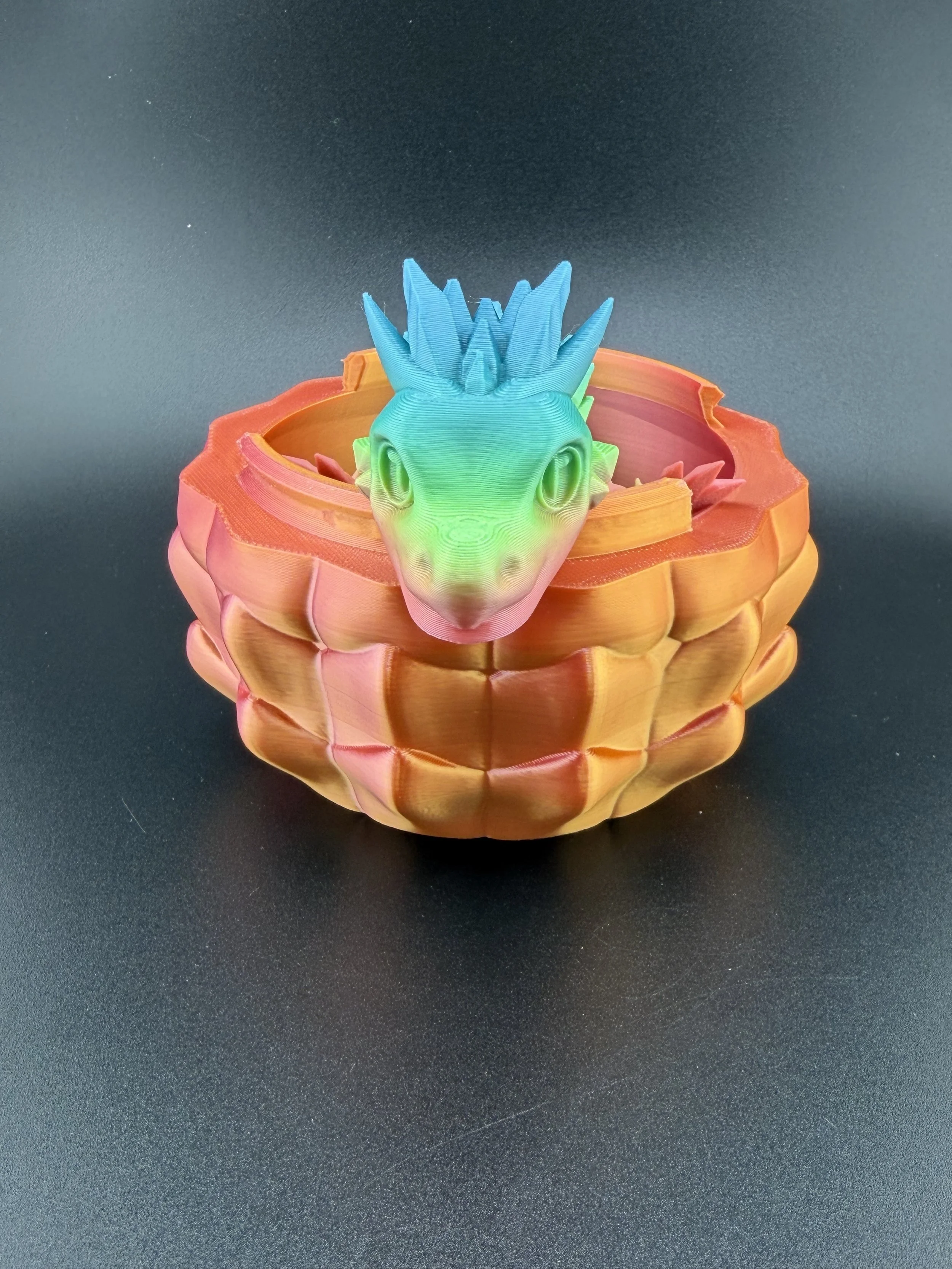 Large Rainbow Dragon Egg with 8" Dragon