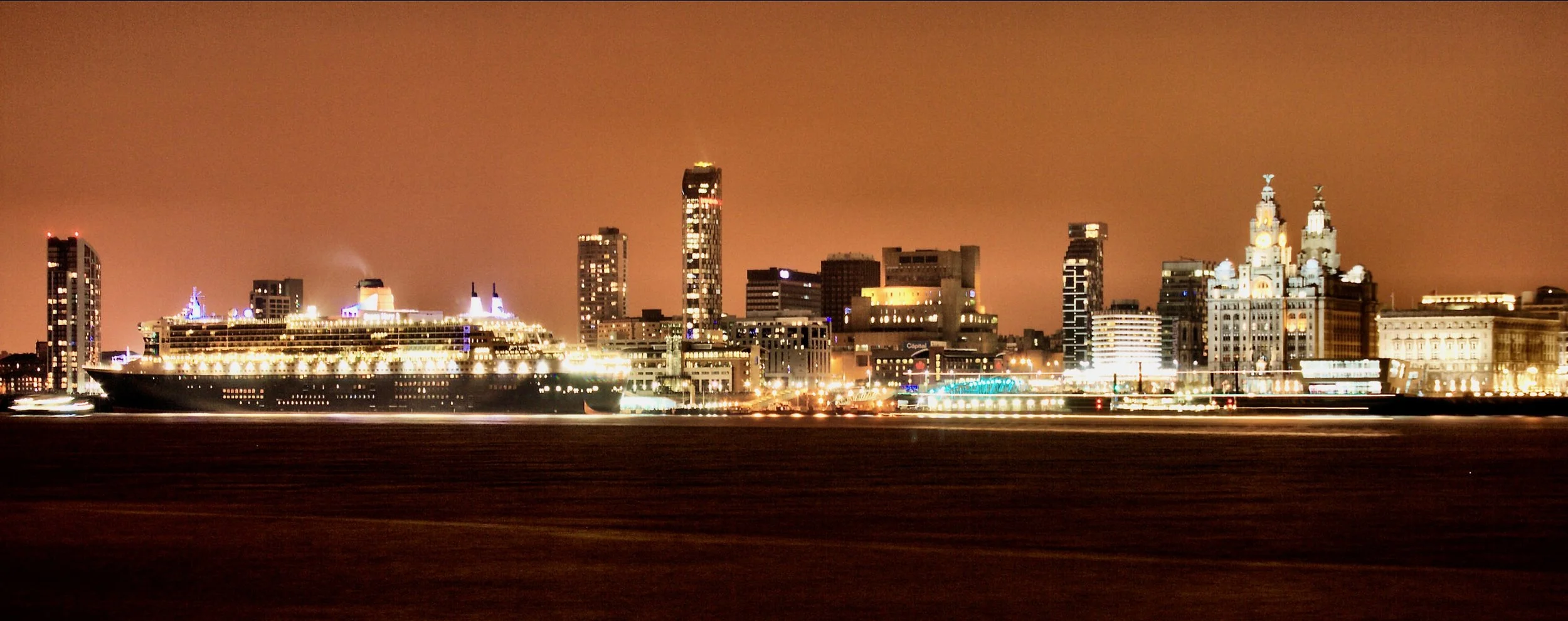 Liverpool, UK. view across the Mersey from Wirral