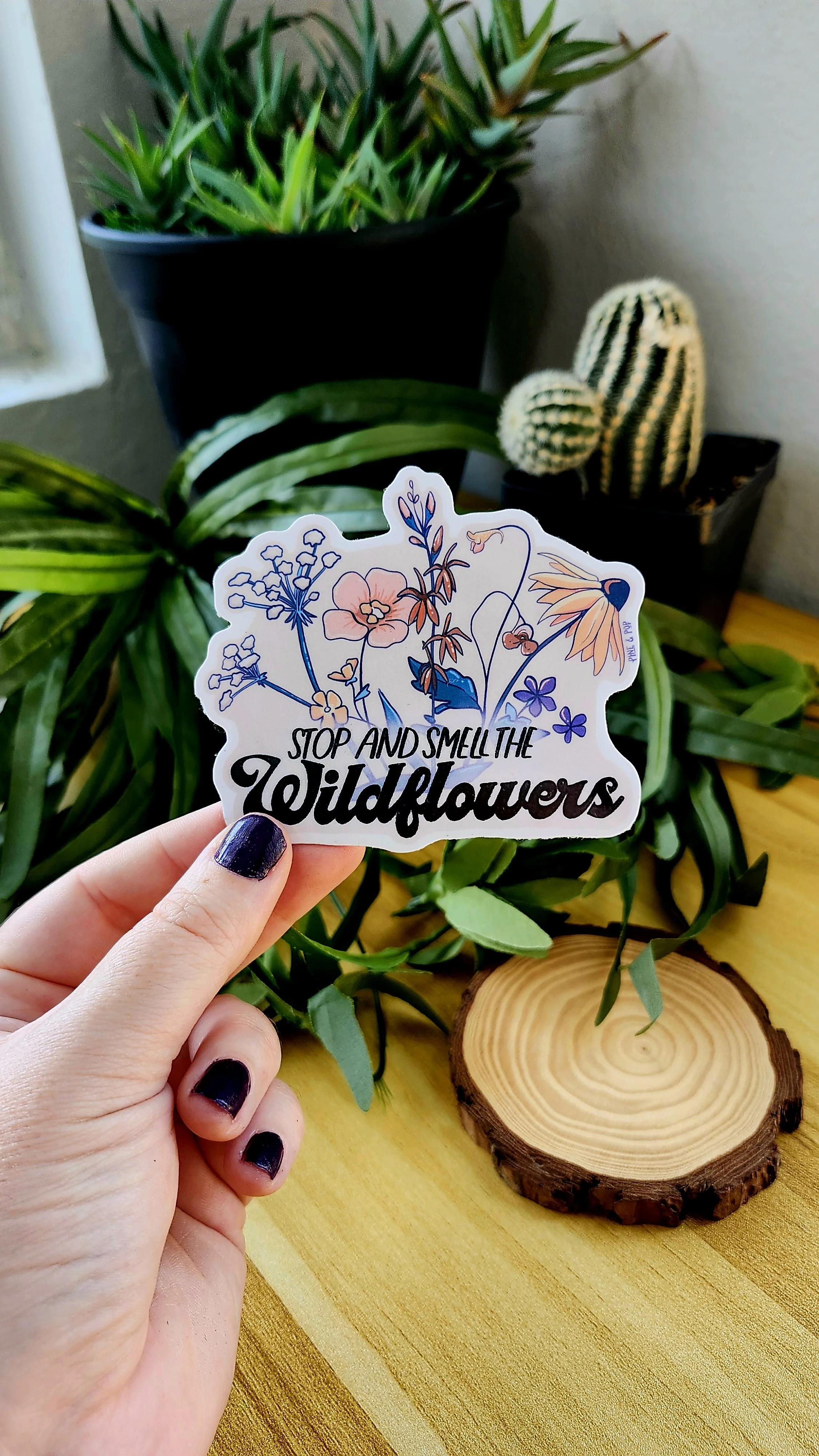 Stop and Smell the Wildflowers Sticker (Cream)