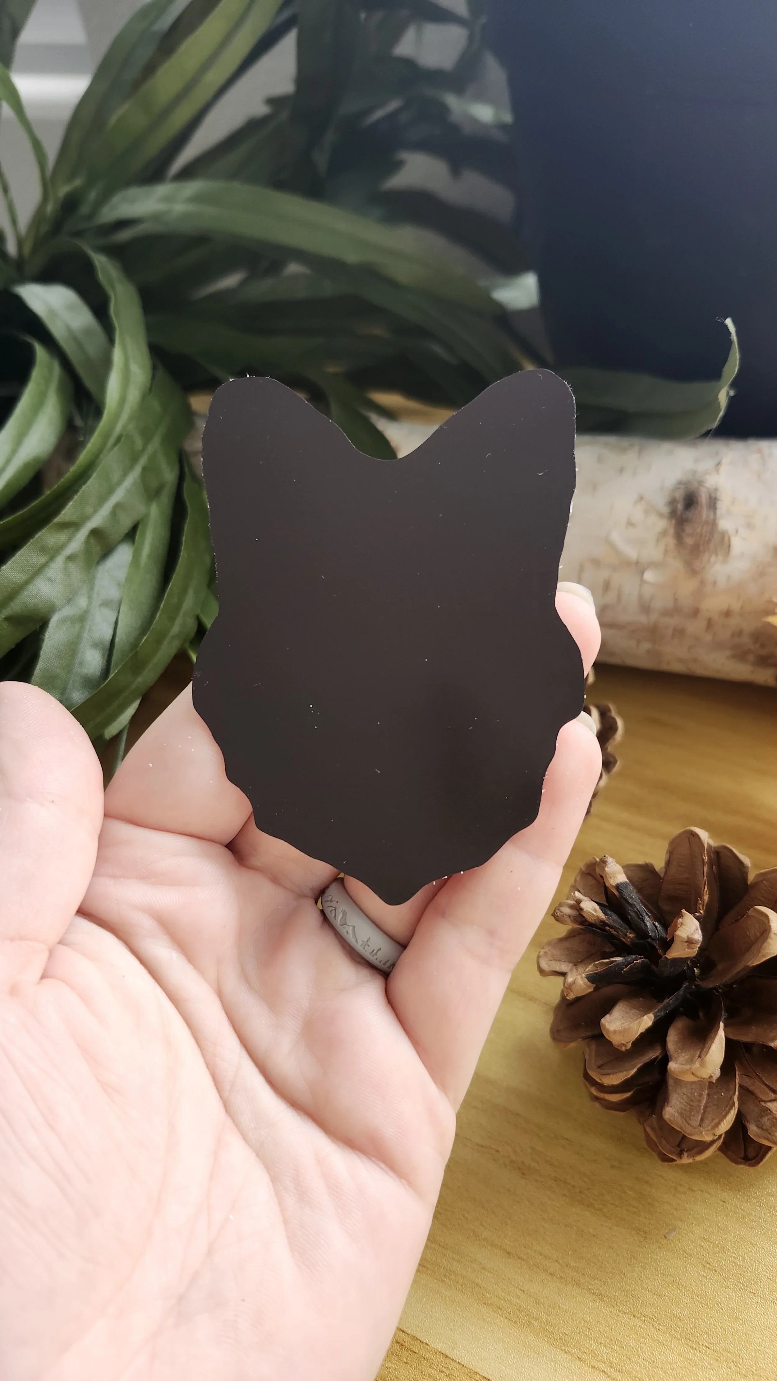 back of fox face magnet showing magnetic backing