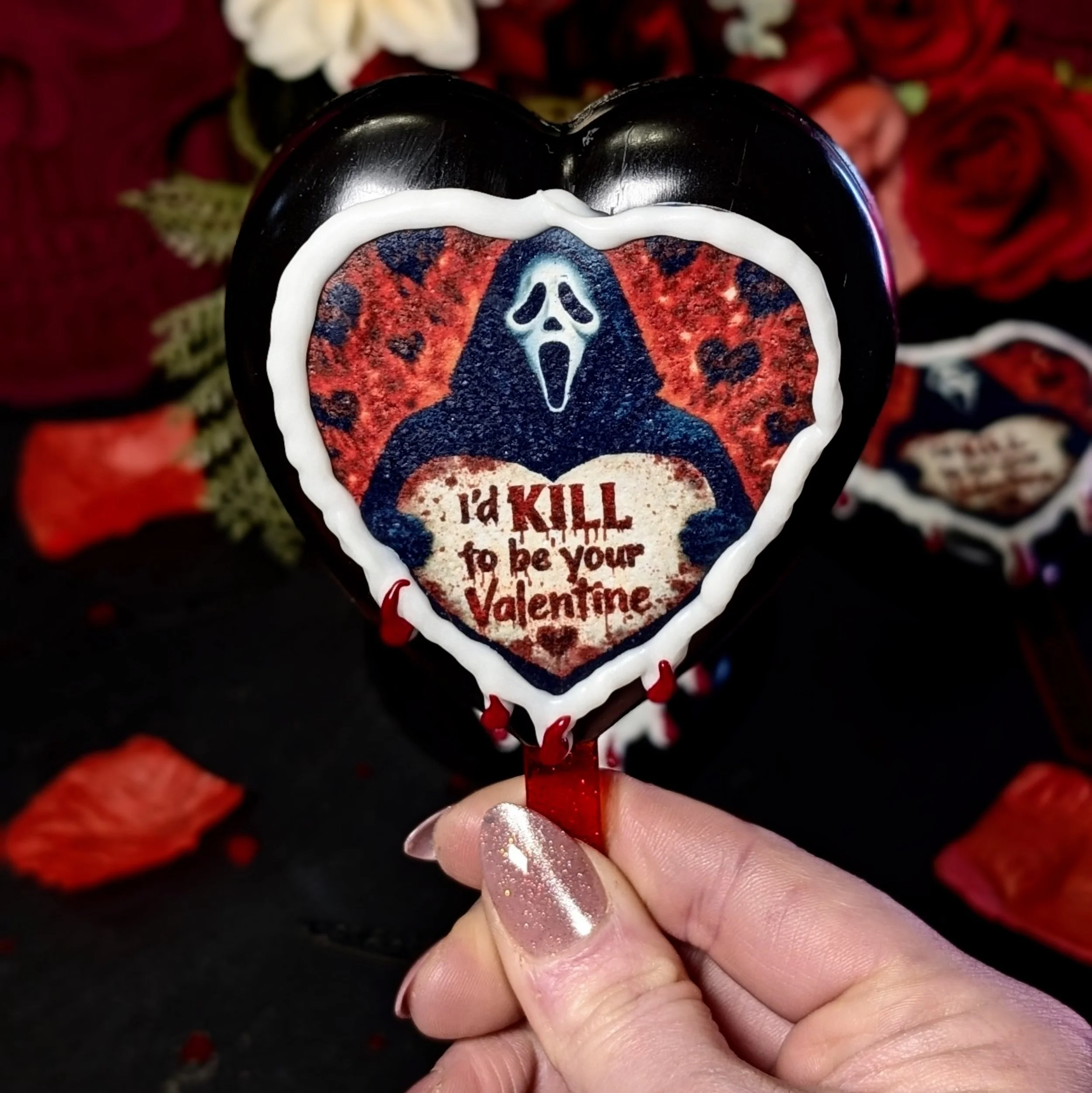 Valentine's Ghostface cake pop