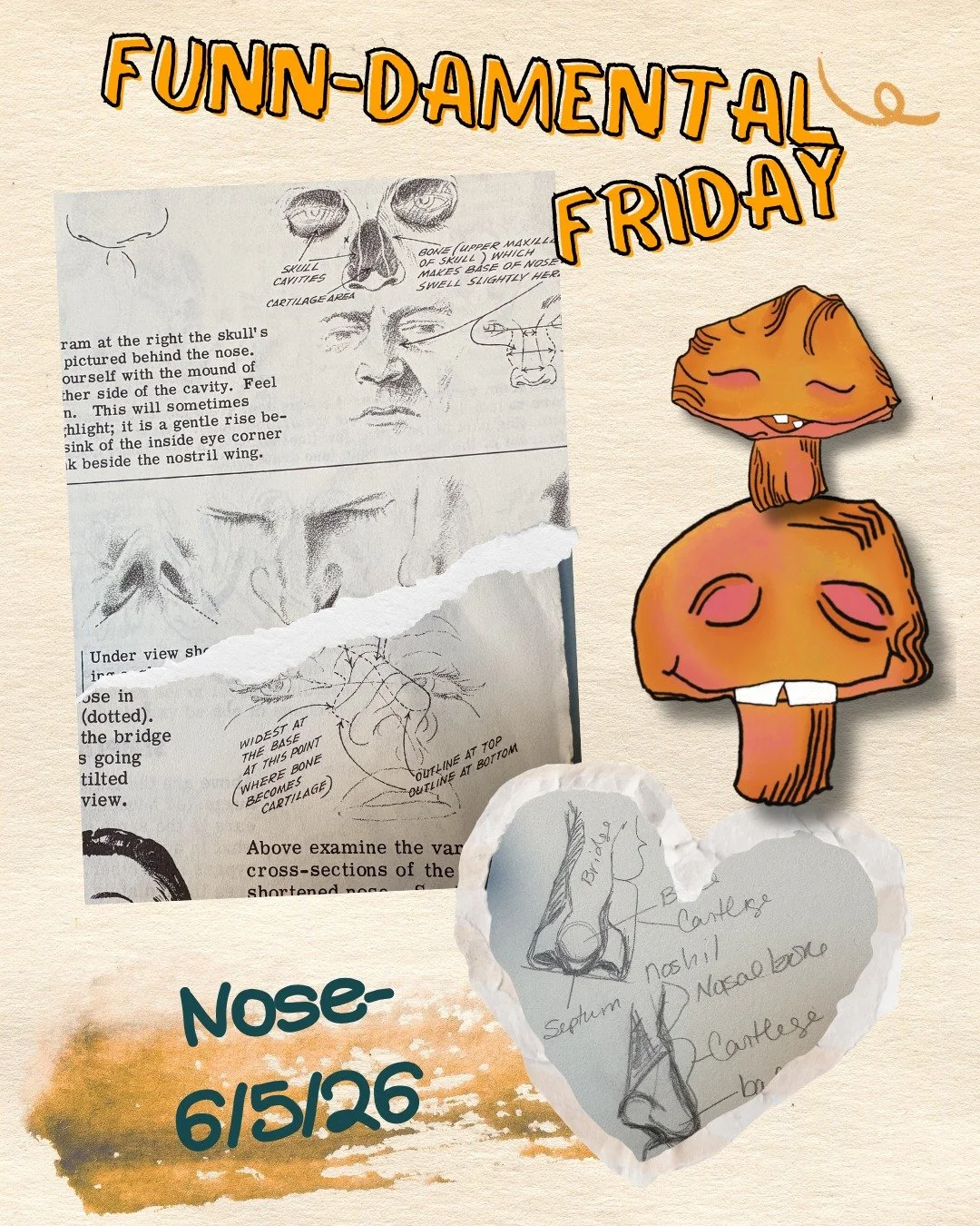 So today our Zombie gets a nose. &ldquo;Better to smell the dead flesh with, my Pretty.&rdquo; Anyway, As with all drawing - in my opinion- you start with the basic bones, cartlege, and flesh. And then you practice. I have learned that noses are very