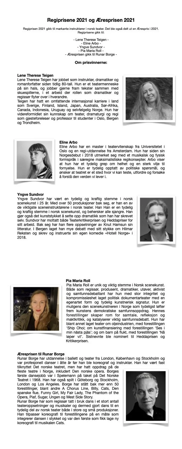 Regiprisene 2021 og Æresprisen 2021