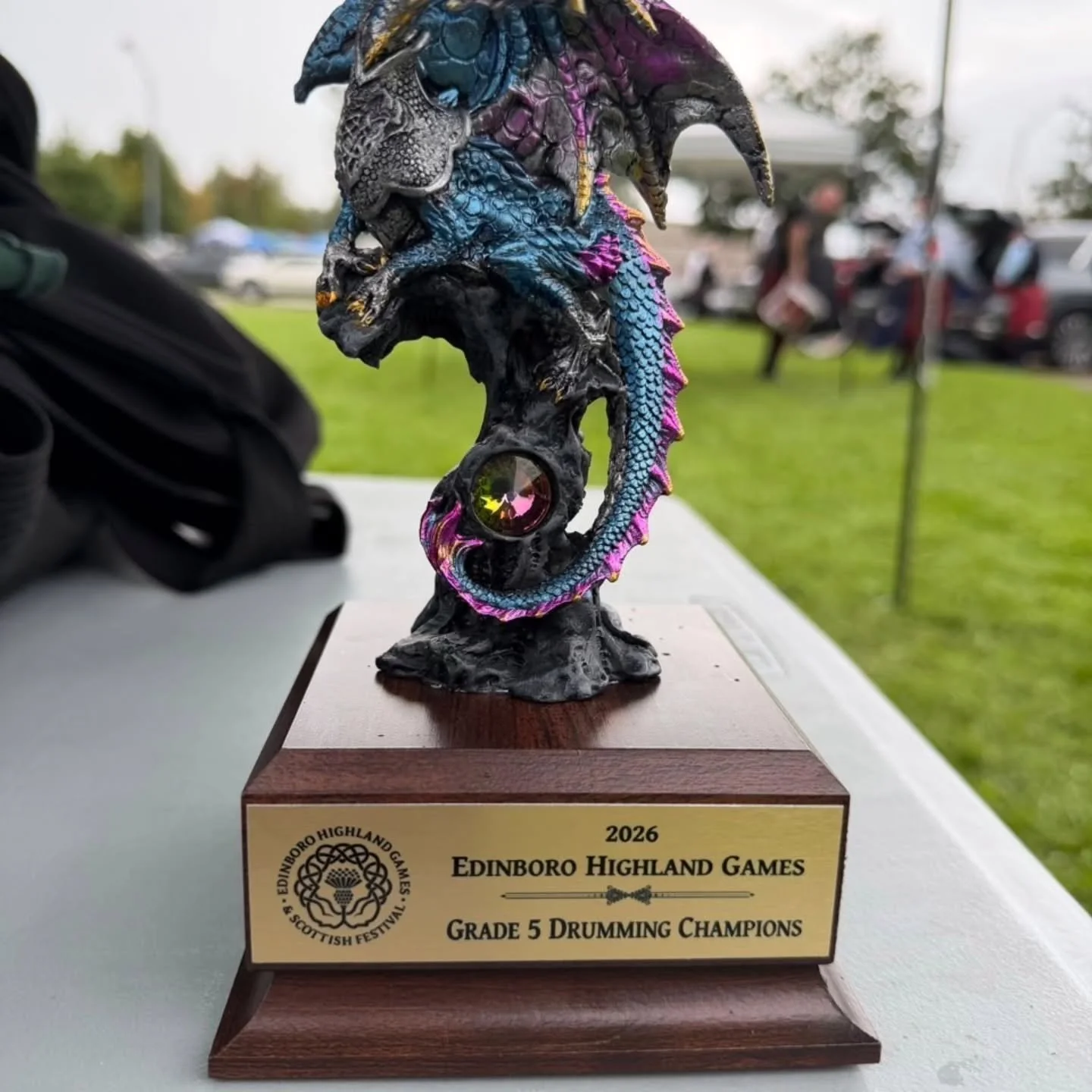 We got a dragon!  Our grade 5 band placed 3rd at the Edinboro Highland Games and our drummers brought home best drum corp!  What a fantastic finish to the season!  Next up: off-season work to prepare for the 2027 season.  Way to go band!